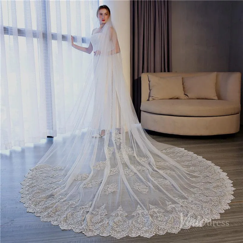 1 Tier Lace Cathedral Veil Viniodress TS17156