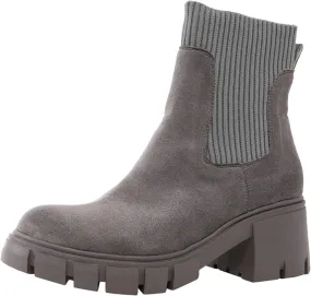 Ankle Boots for Women Faux Suede Chelsea Boots Lug Sole Elastic Thick Heel Chunky Block Platform Slip-on Fashion Booties