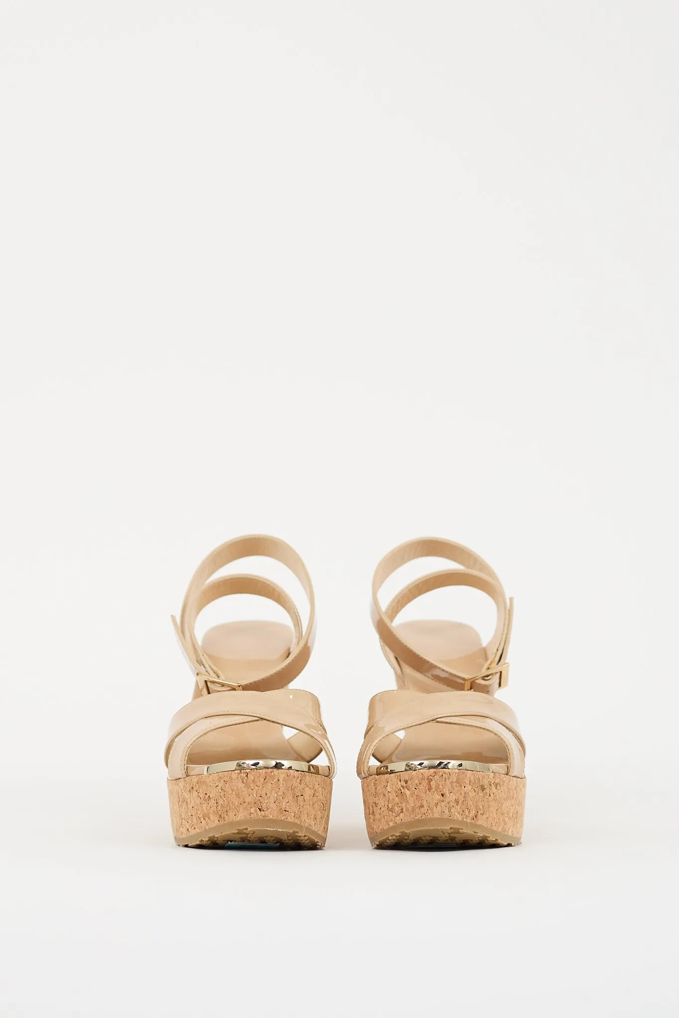 Beige Patent & Cork Portia Wedge Sandal