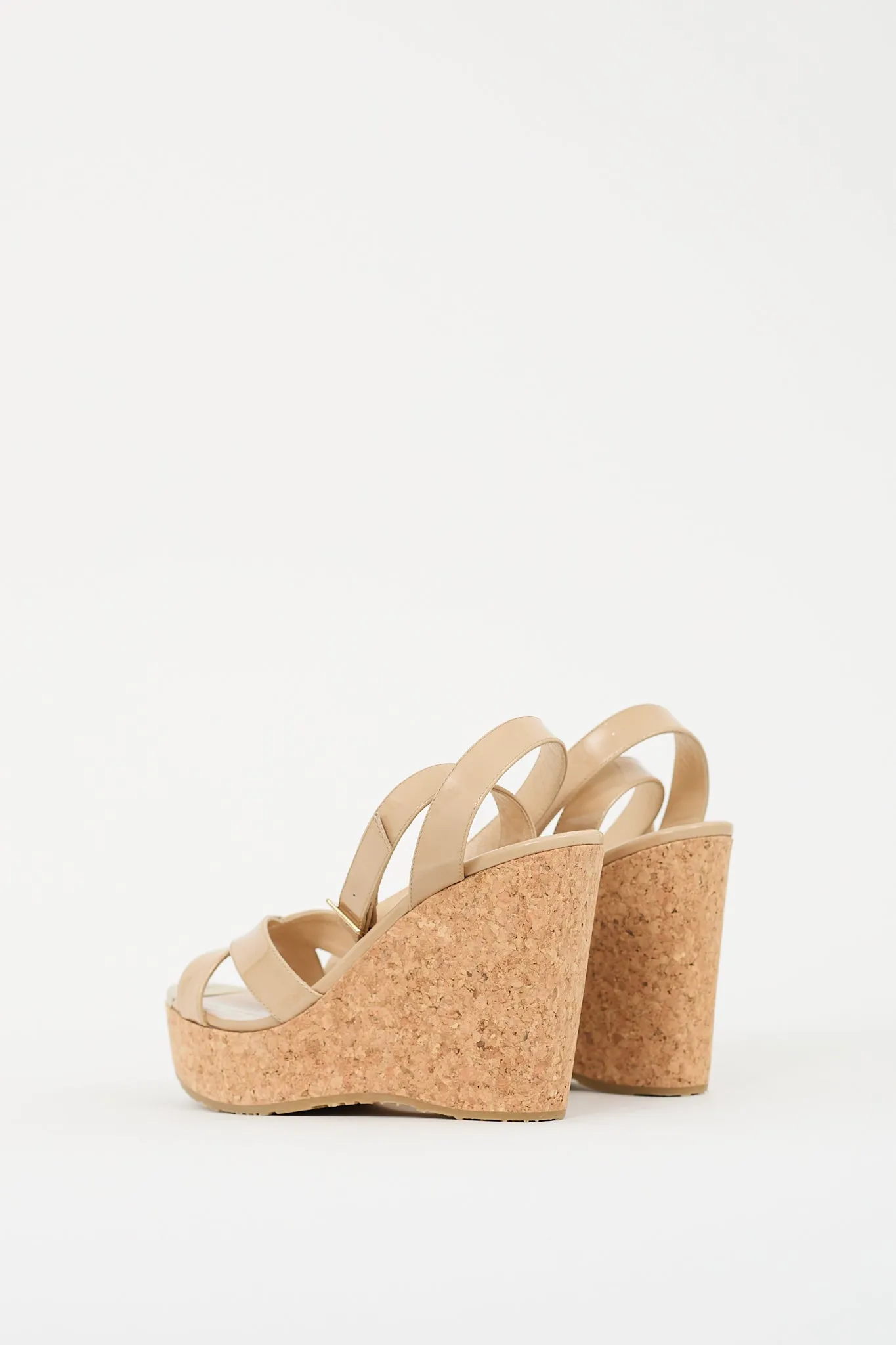 Beige Patent & Cork Portia Wedge Sandal