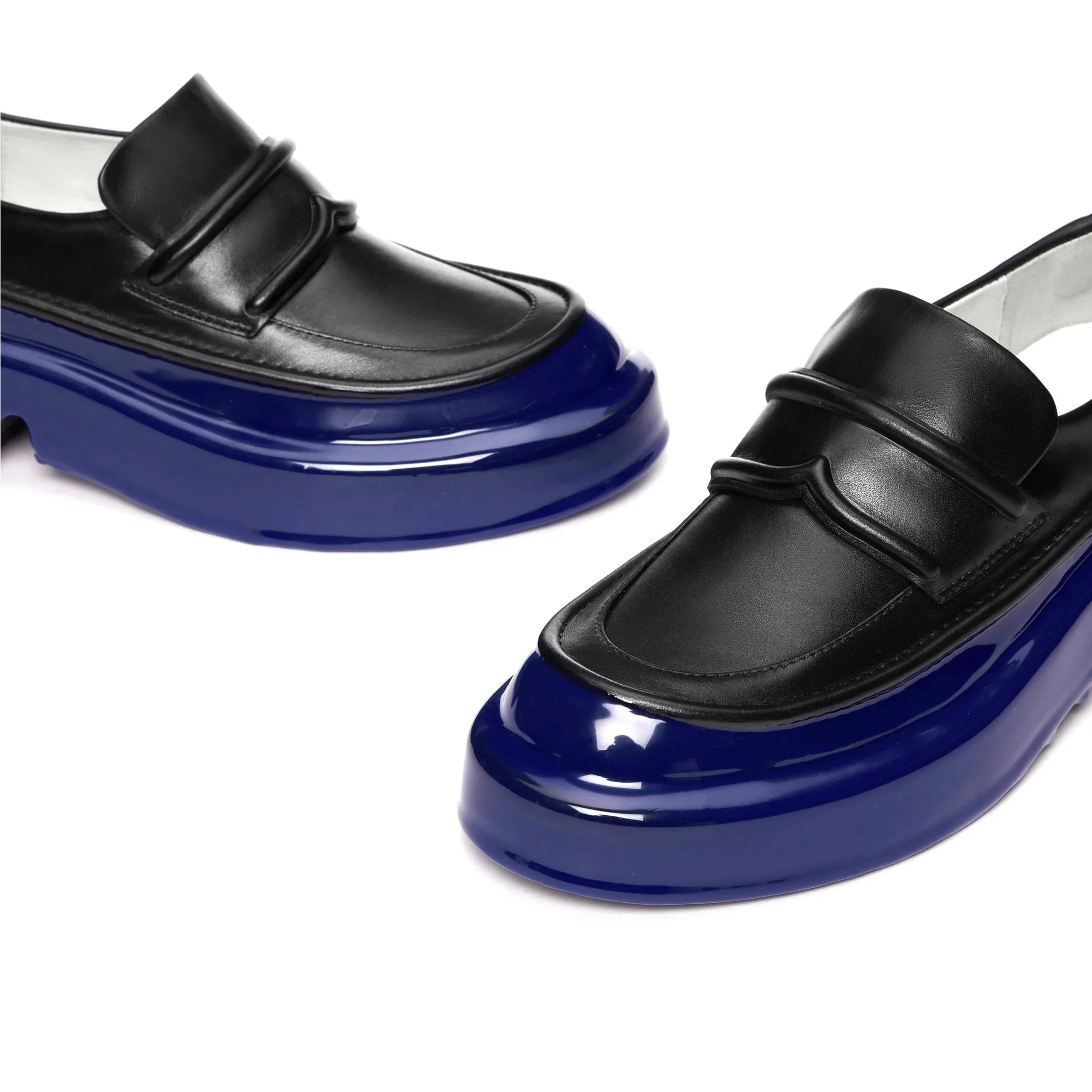 Black Rubber-Drenched Non-Edged Loafers