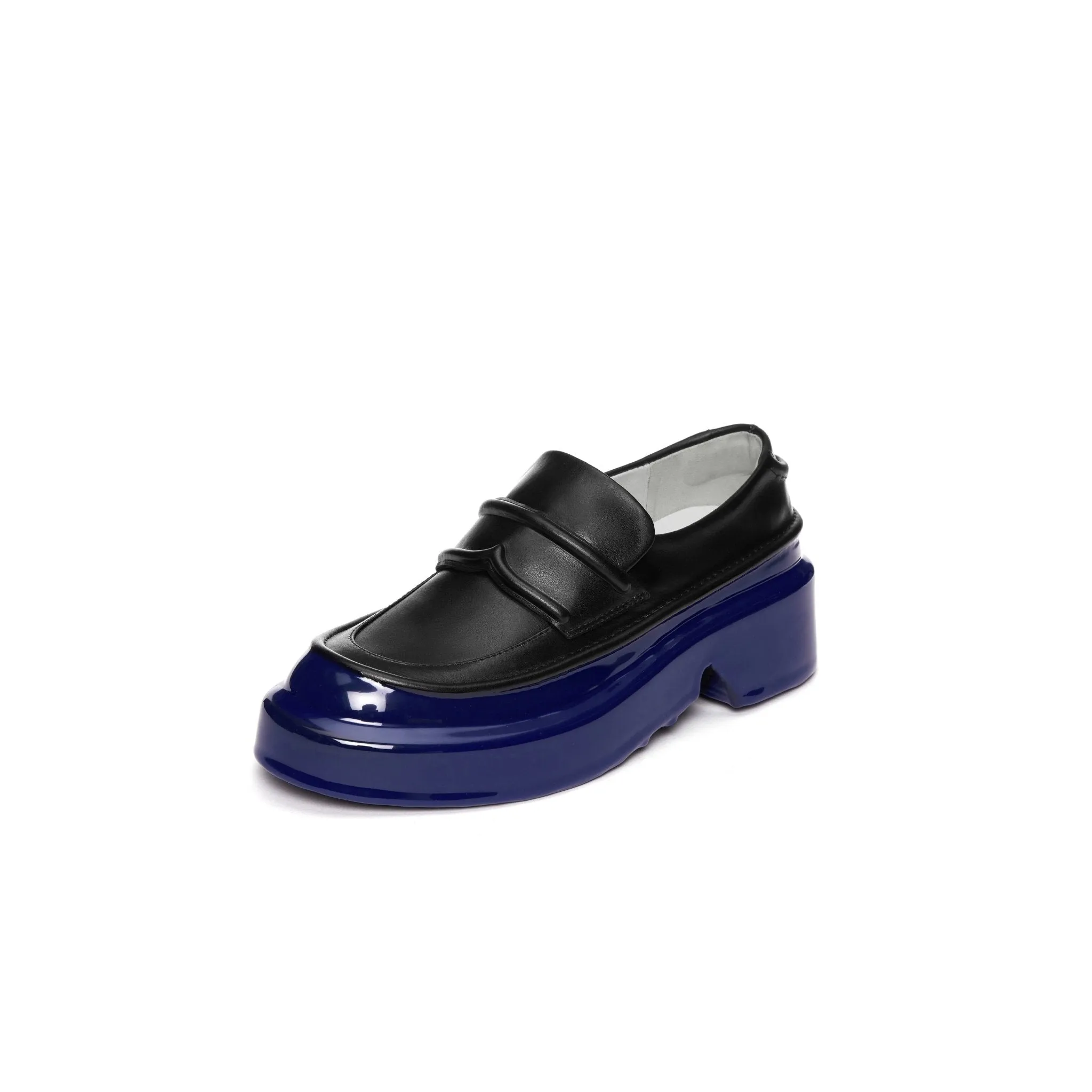Black Rubber-Drenched Non-Edged Loafers