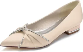 Bridal Wedding Shoes Women's Flats I Ballet Flats for Women I Pointed Toe Flats Women Satin Flats I Shoes Women I Slip on Flats 2.5Cm