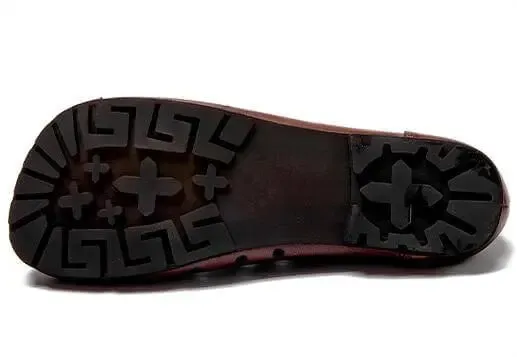 Brown Retro Flat Shoes with Hollow Design and Soft Sole