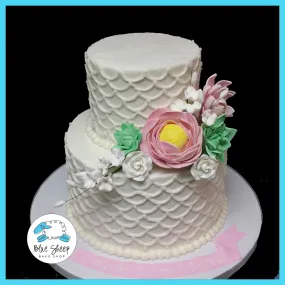 Buttercream Bridal Shower Cake with Ranunculus