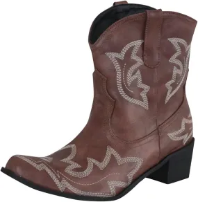 Cowboy Boots for Women Womens Embroidery Western Ankle Cowgirl Boots Point Toe Shoes Chunky Heel Comforty Short Boots