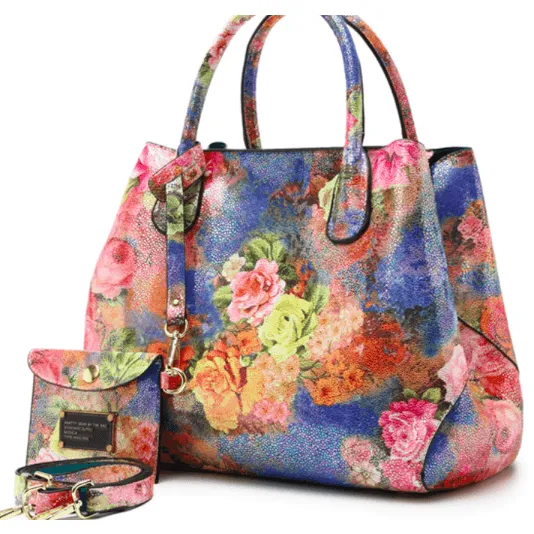 FLORAL BOUQUET TOTE & MATCHING CLUTCH