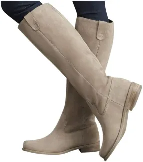Gibobby Winter Boots for Women,Knee Length Boots Retro Hiking Knight Boots Closed Toe Motorcycle Low Heel Outdoor Waterproof Western Shoes