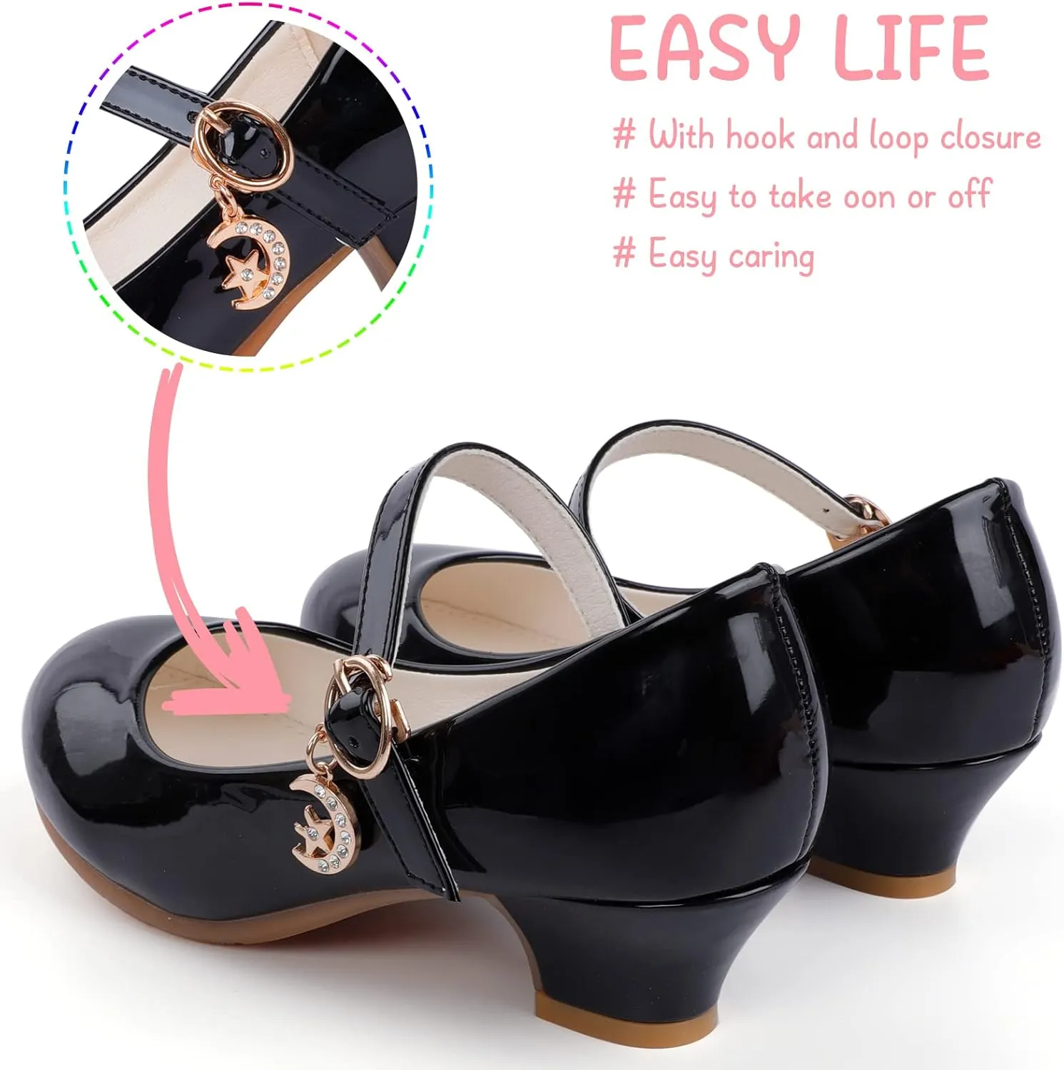 Girls Low Heel Princess Mary Jane Party Dress Shoes - Princess Ballerina Flats for School Party Wedding, Back to School Shoes for Gilrs (Little Kid/Big Kids)