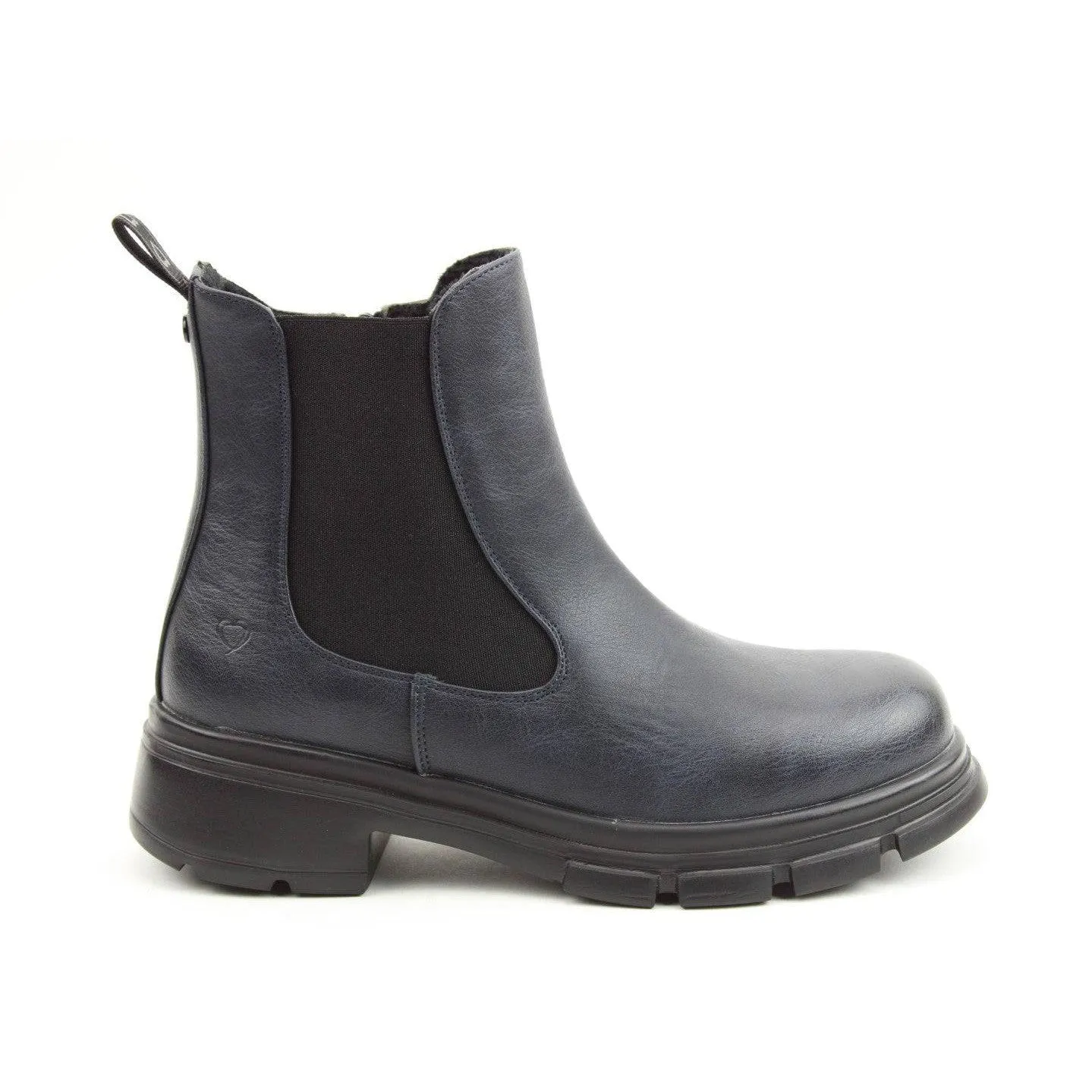 Heavenly Feet Remy Ladies Navy Vegan Side Zip Ankle Boots