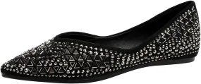 Hee grand Women's Slip On Ballet Flats Fashion Rhinestone Pointed Toe Shallow Flat Shoes Wedding Shoes for Party Wedding Shoes for Party