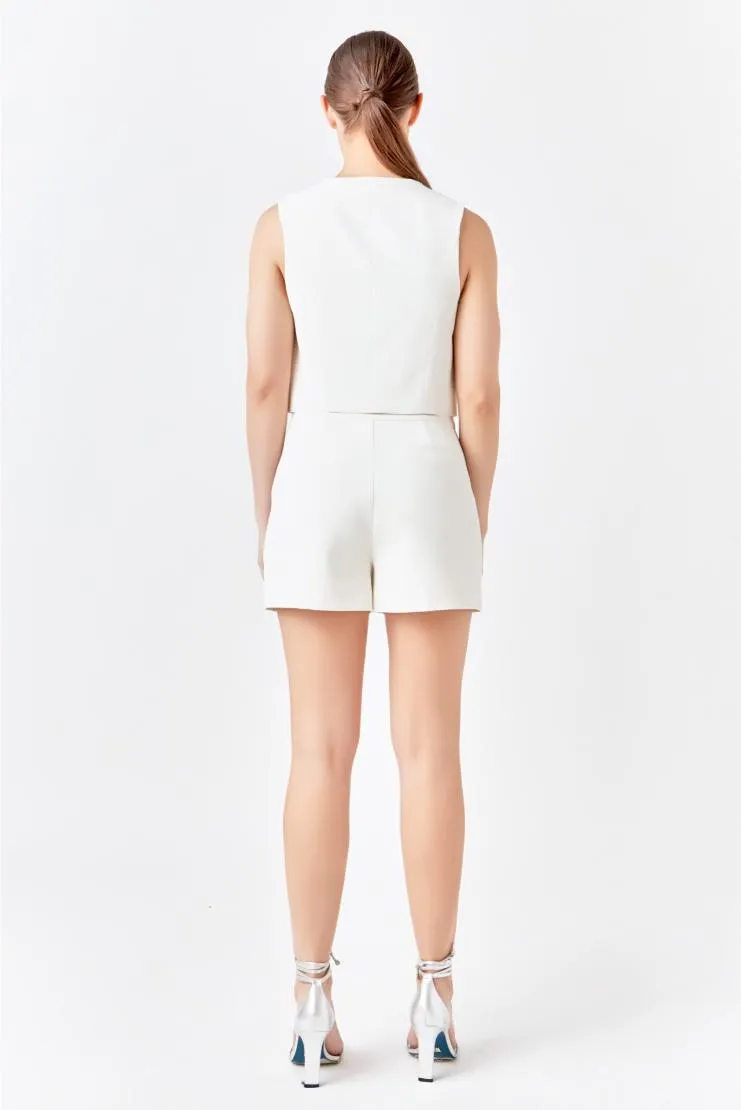 Ivanna High Waisted Suit Shorts - Ivory