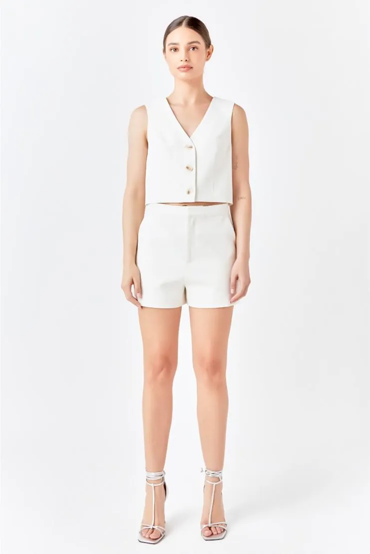 Ivanna High Waisted Suit Shorts - Ivory