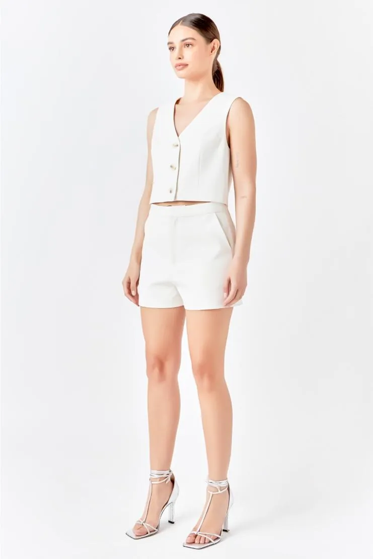 Ivanna High Waisted Suit Shorts - Ivory