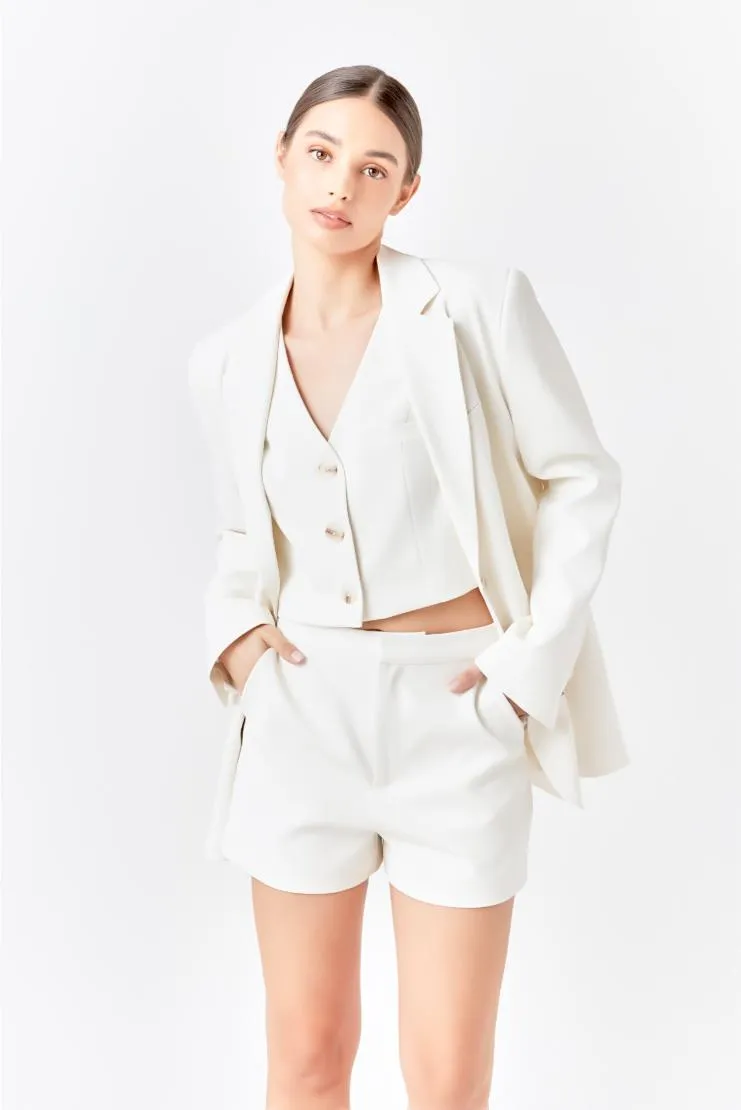 Ivanna High Waisted Suit Shorts - Ivory