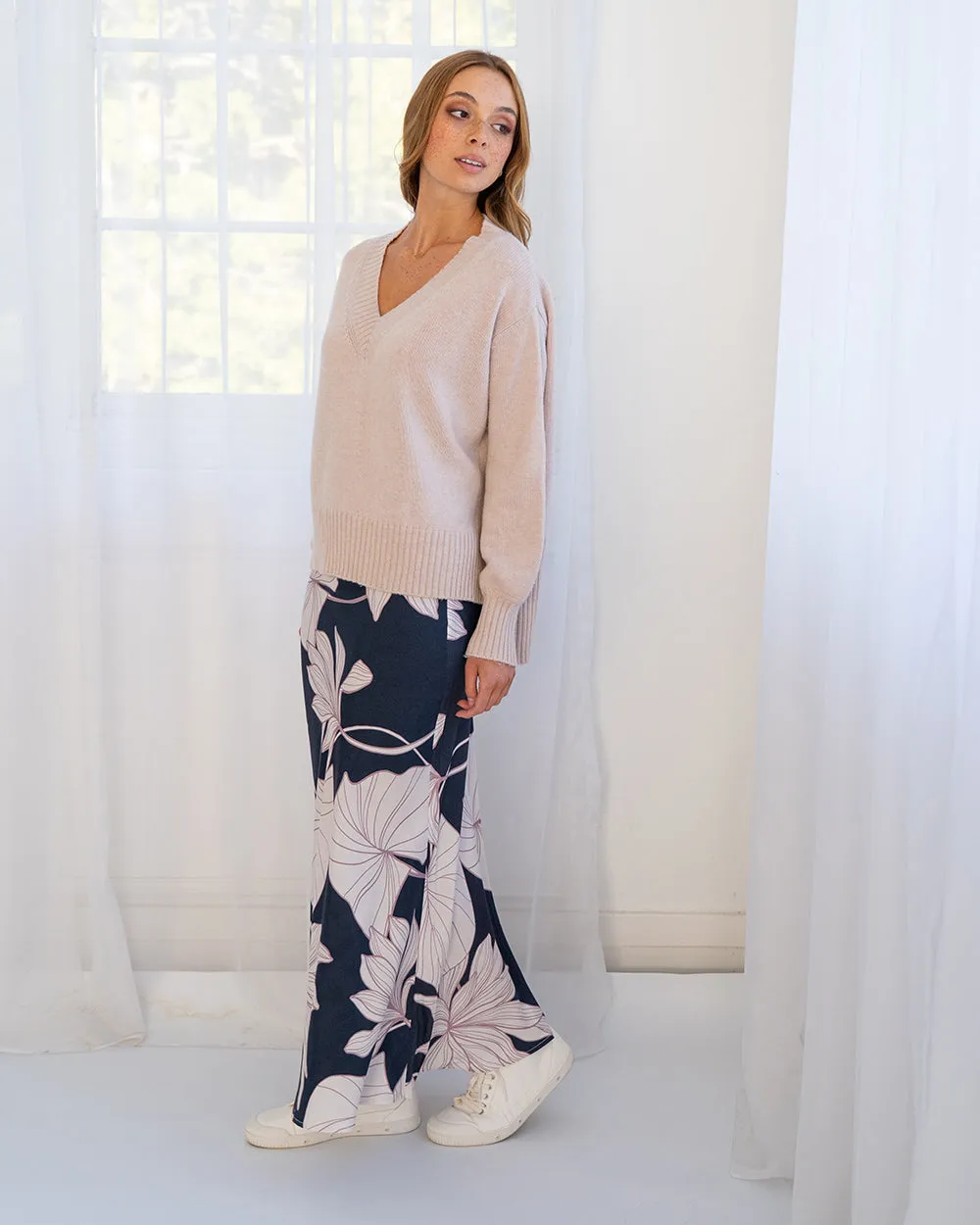 Josephine Bias Skirt - Navy Fern