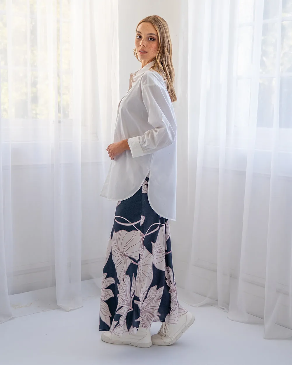 Josephine Bias Skirt - Navy Fern