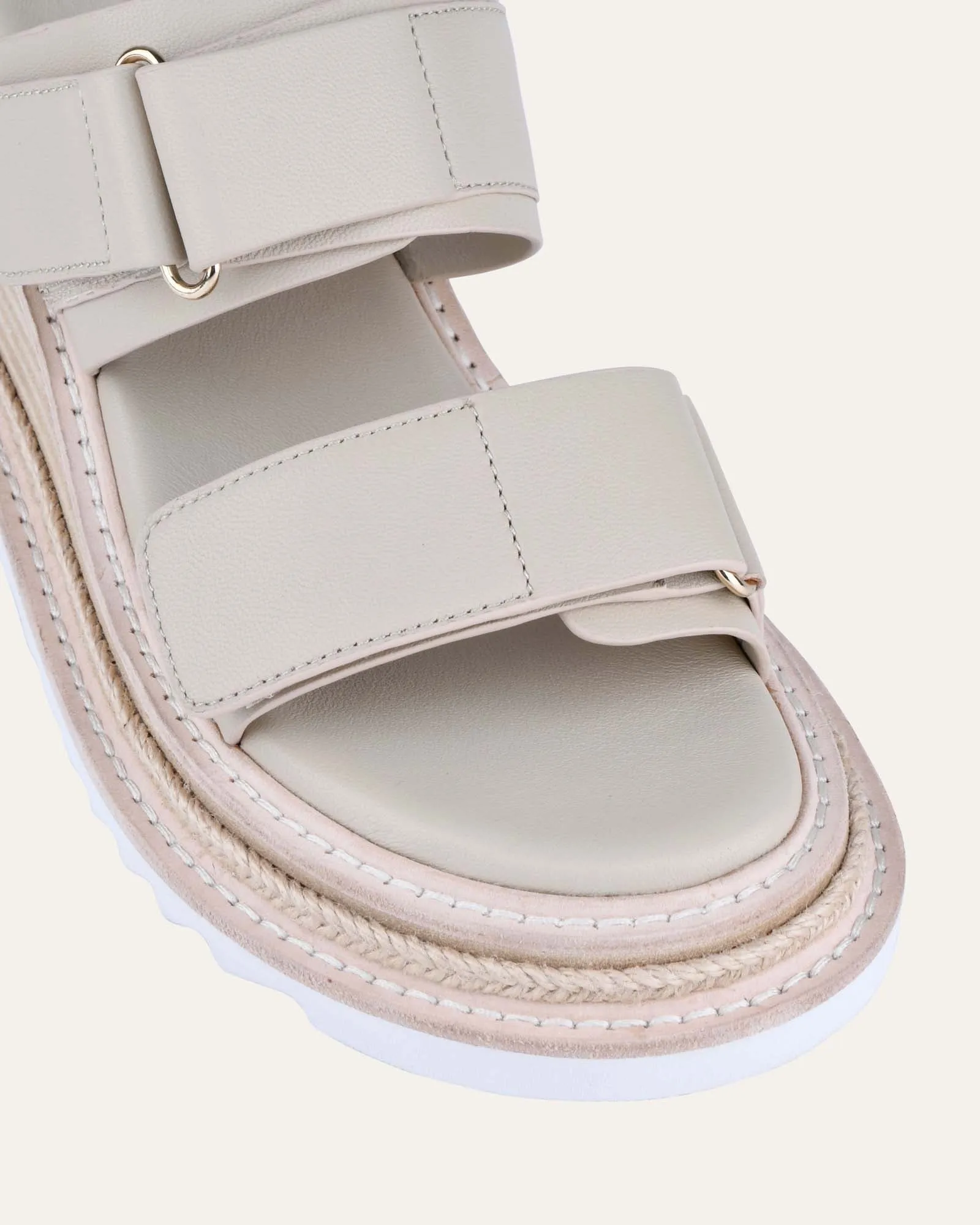 KELSEA MID HEEL WEDGE SANDALS SAND LEATHER
