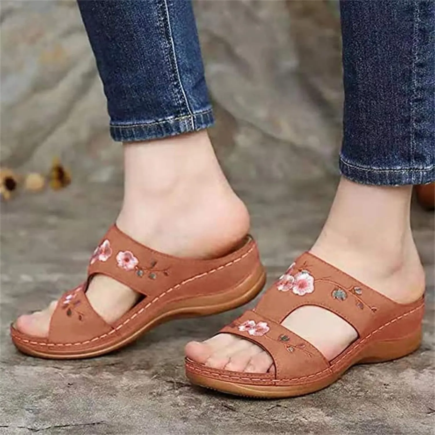 Lausiuoe Comfortable Orthopedic Sandals For Women Dressy Summer Arch Support Walking Cute Beach Orthotic Flip Flops Slippers