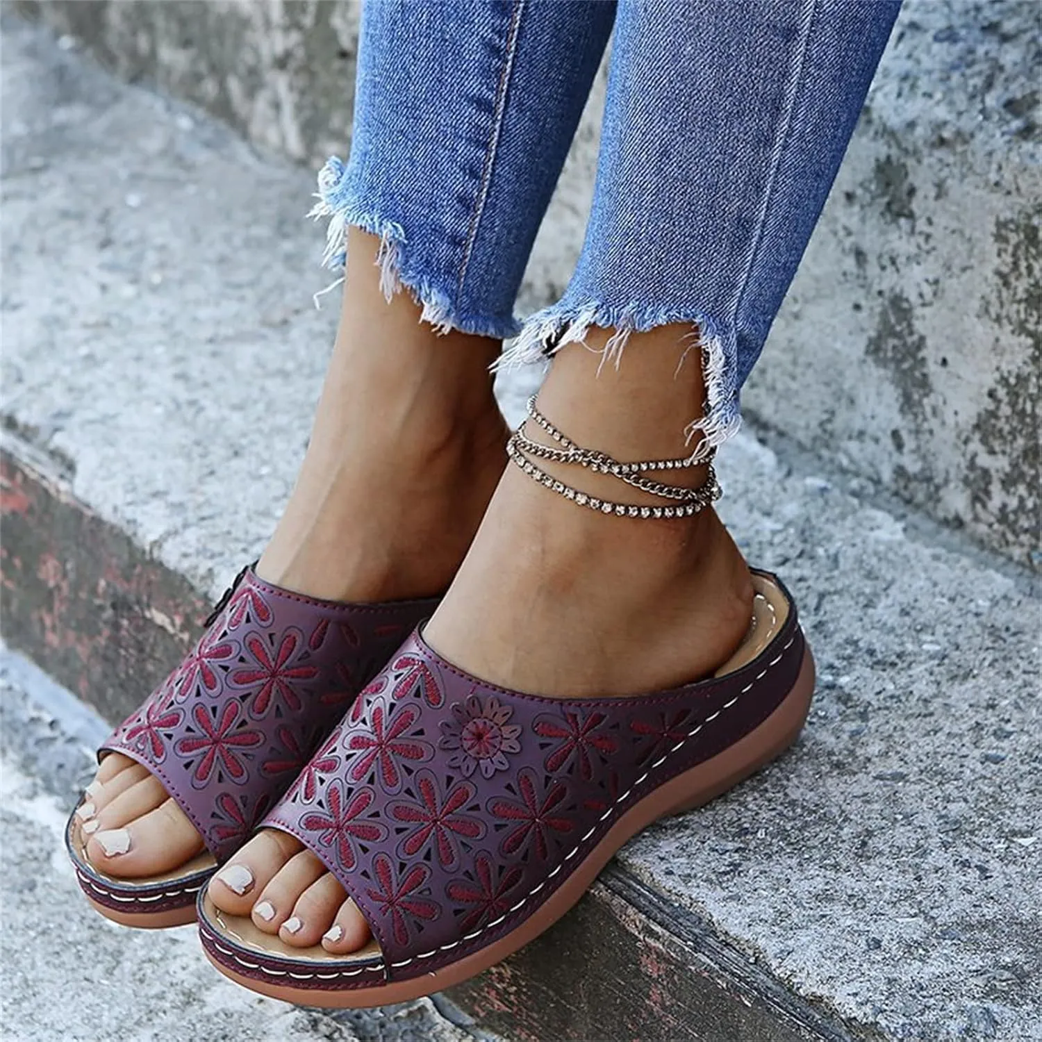 Lausiuoe Orthopedic Sandals For Women Elegant Comfortable Walking Arch Support Dressy Summer Orthotic Slides Flip Flops