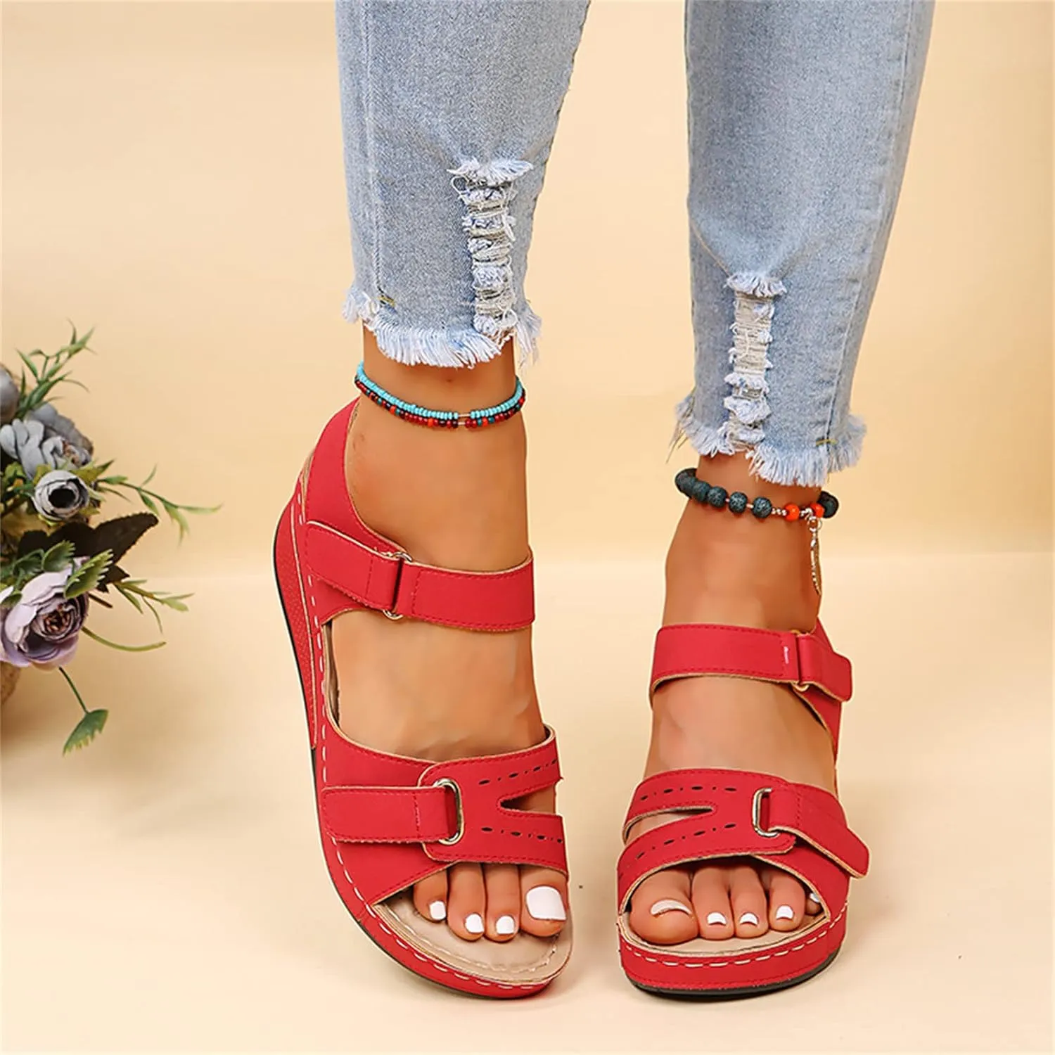Lausiuoe Orthopedic Sandals For Women Plantar Fasciitis Arch Heel Support Dressy Summer Orthotic Slide Casual Walking Shoes