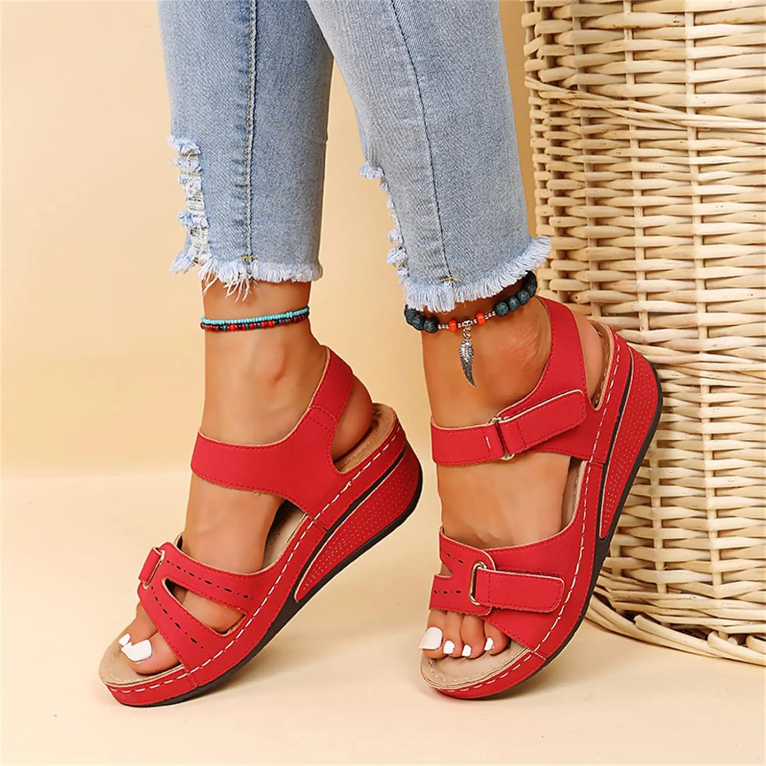 Lausiuoe Orthopedic Sandals For Women Plantar Fasciitis Arch Heel Support Dressy Summer Orthotic Slide Casual Walking Shoes