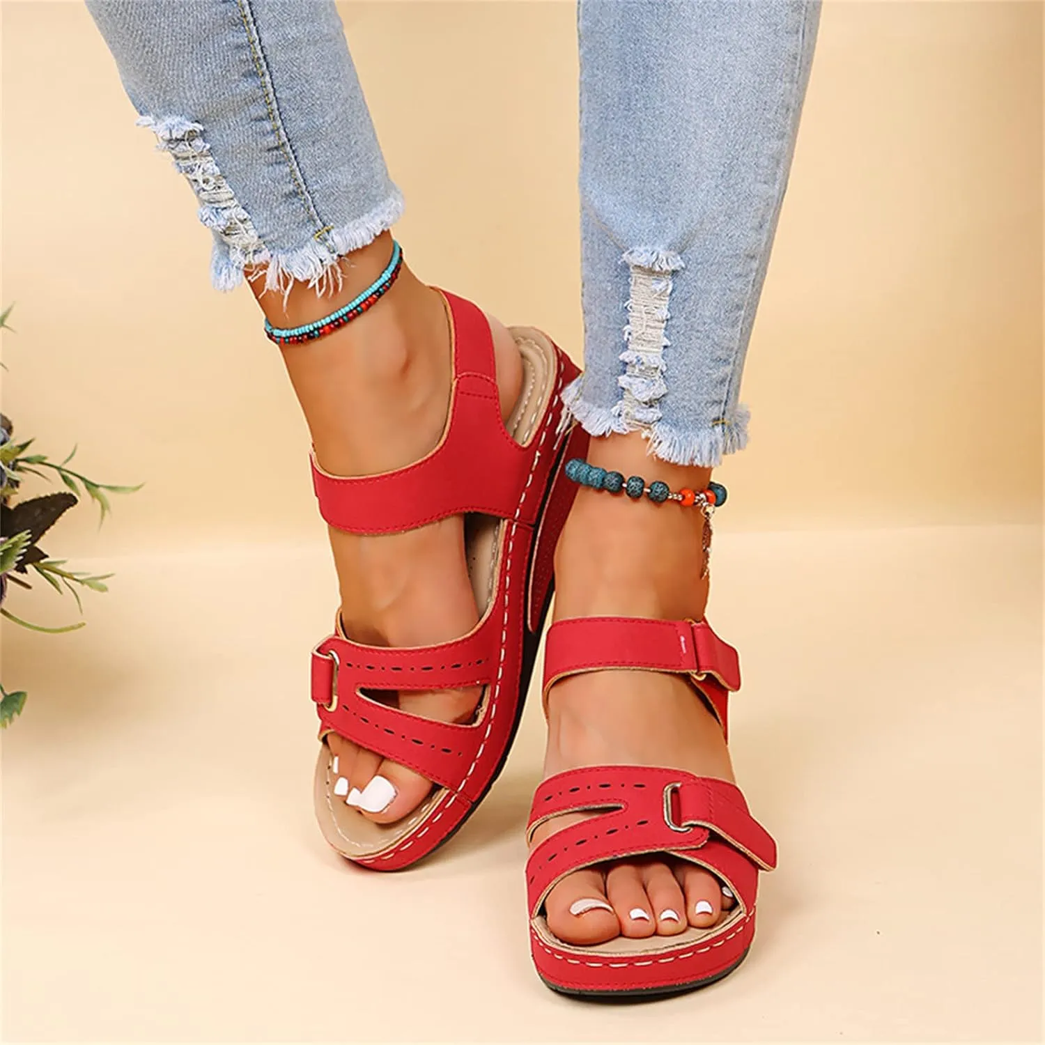 Lausiuoe Orthopedic Sandals For Women Plantar Fasciitis Arch Heel Support Dressy Summer Orthotic Slide Casual Walking Shoes