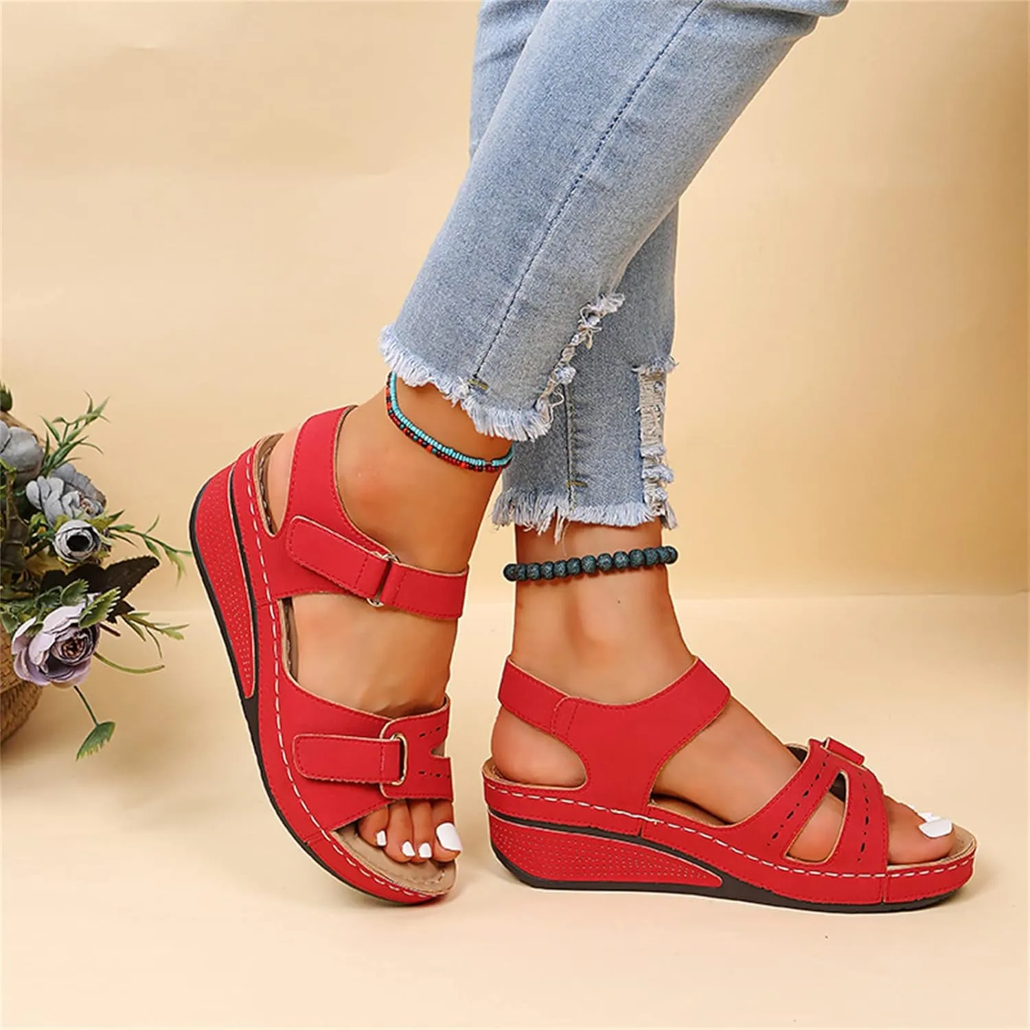 Lausiuoe Orthopedic Sandals For Women Plantar Fasciitis Arch Heel Support Dressy Summer Orthotic Slide Casual Walking Shoes