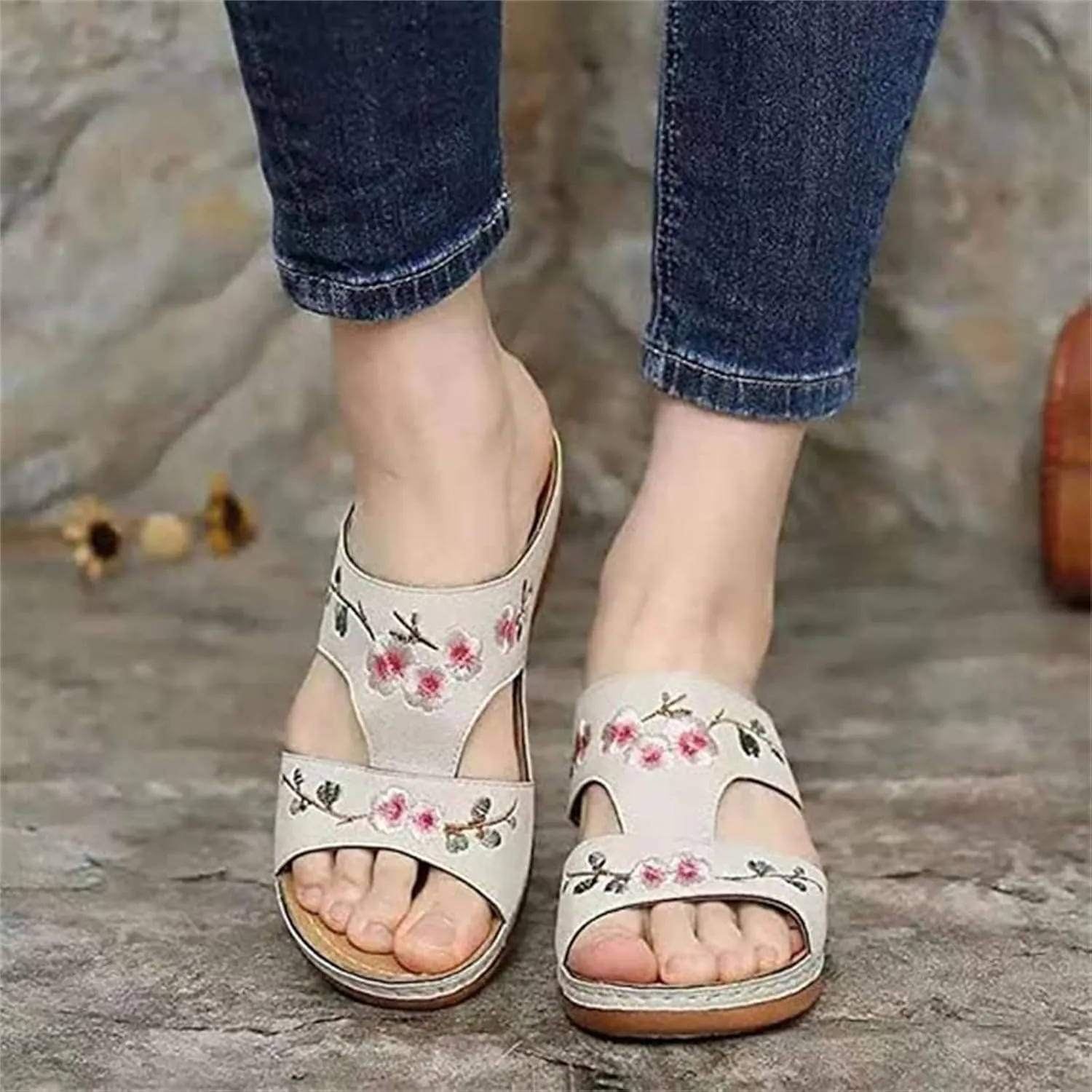 Lausiuoe Orthotic Sandals For Women With Arch Support Comfortable Walking Dressy Summer Casual Orthopedic Slides Flip Flops