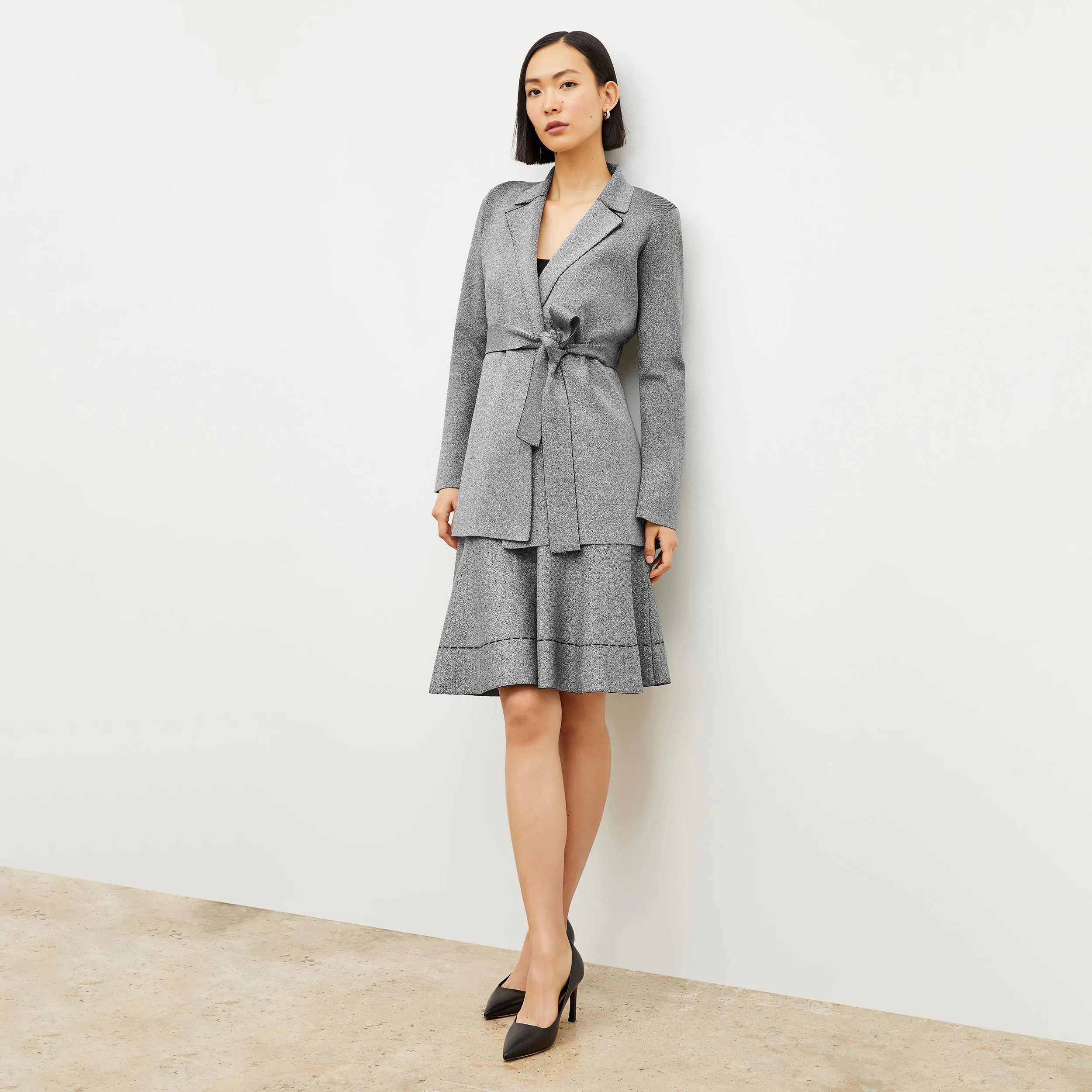 Luca Skirt - Metallic Jardigan Knit :: Black / Silver