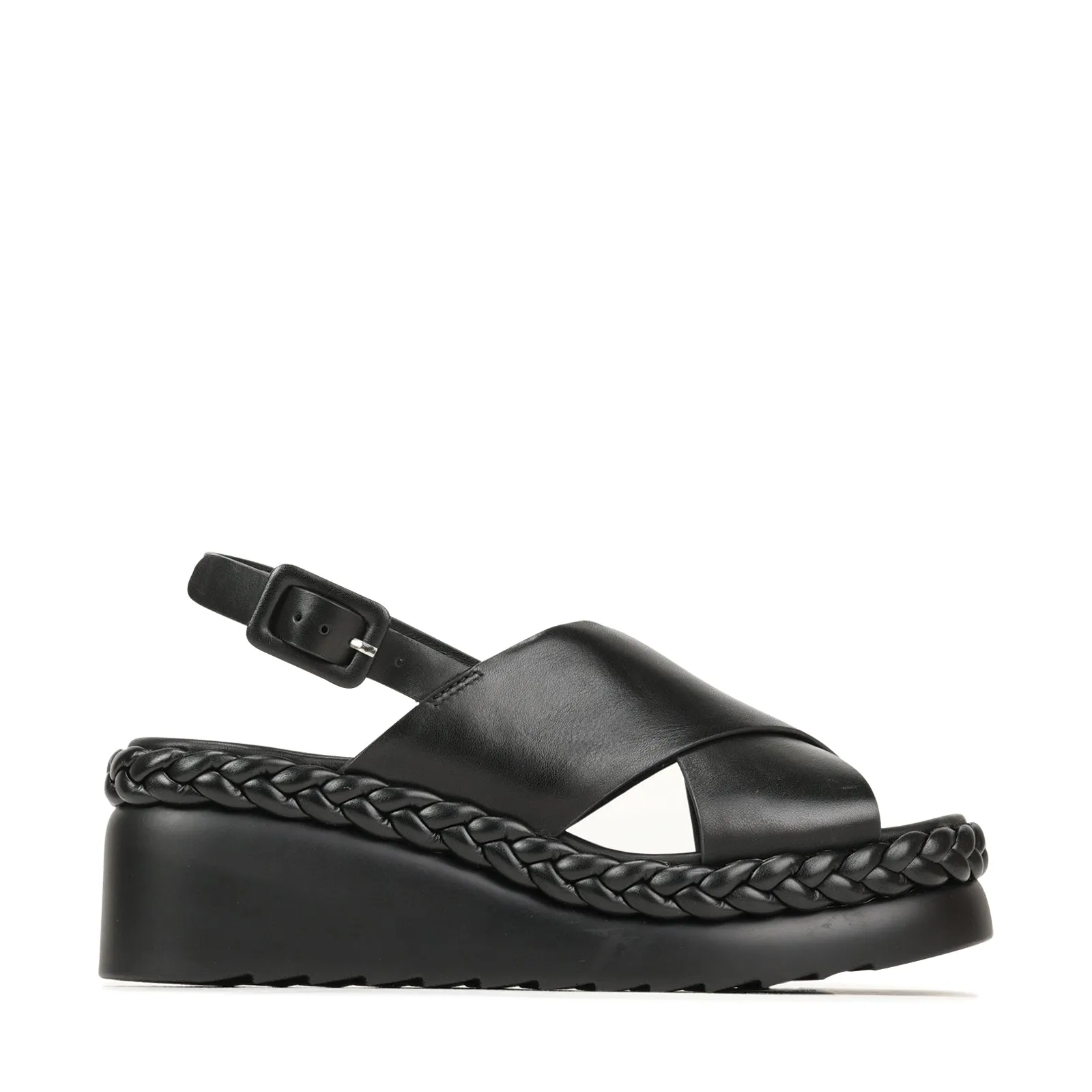 MELIA LEATHER WEDGE SLIDE SANDALS