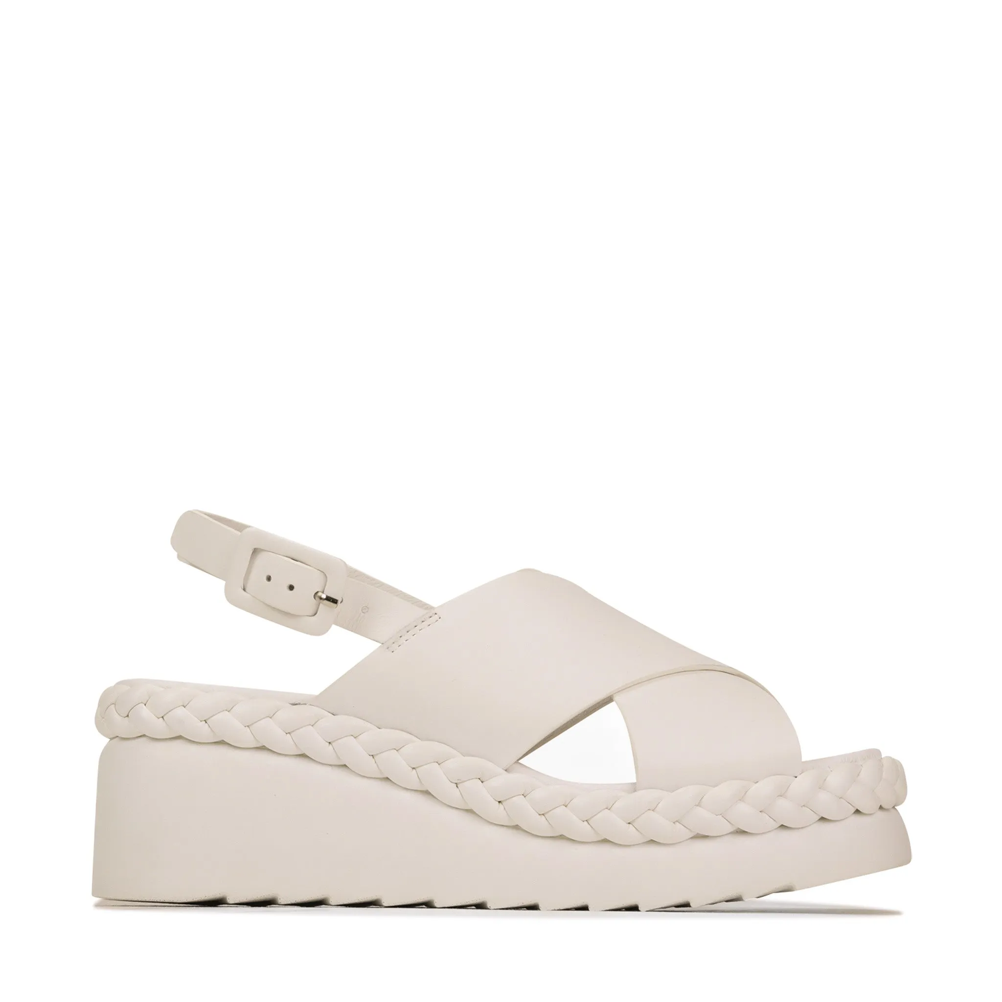 MELIA LEATHER WEDGE SLIDE SANDALS
