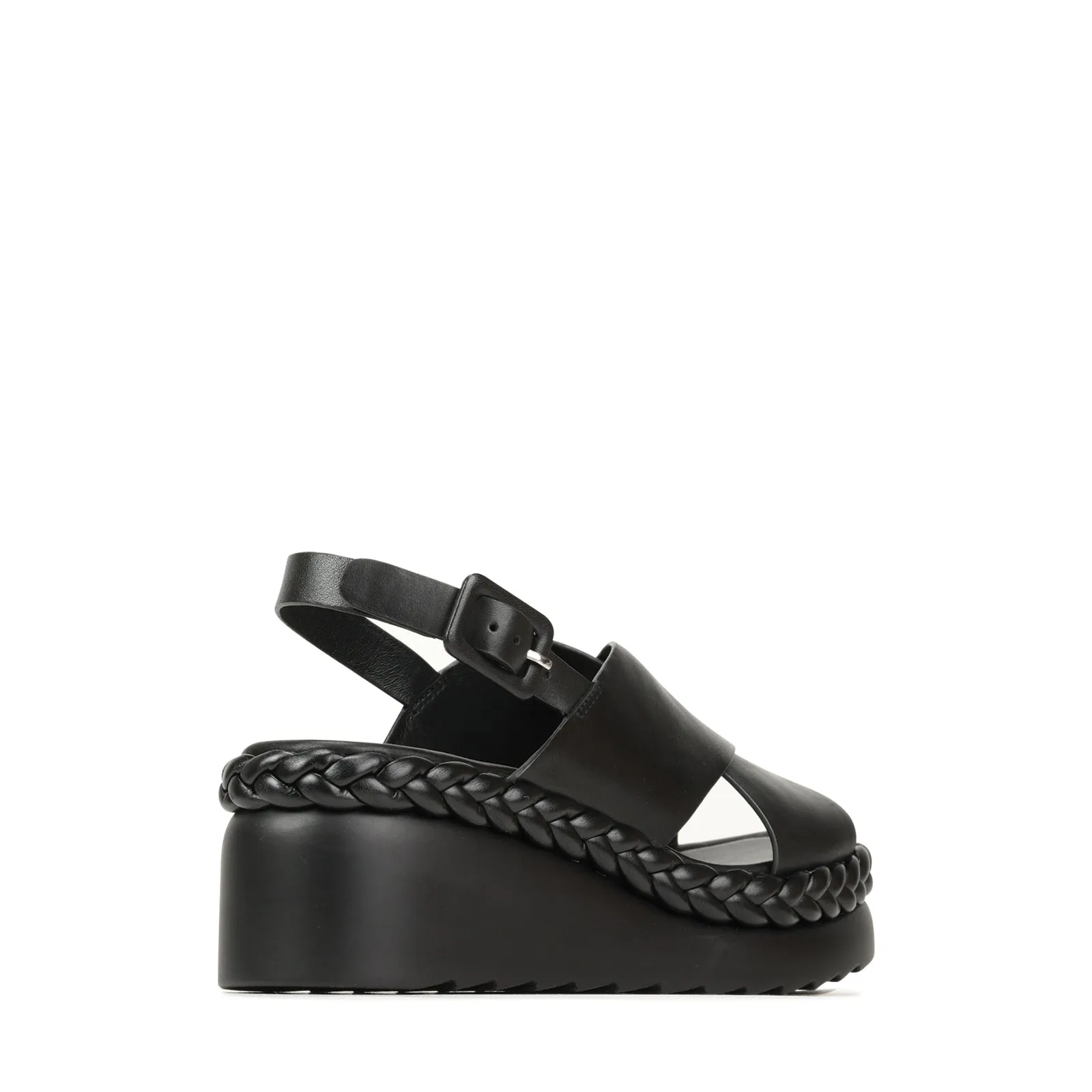 MELIA LEATHER WEDGE SLIDE SANDALS