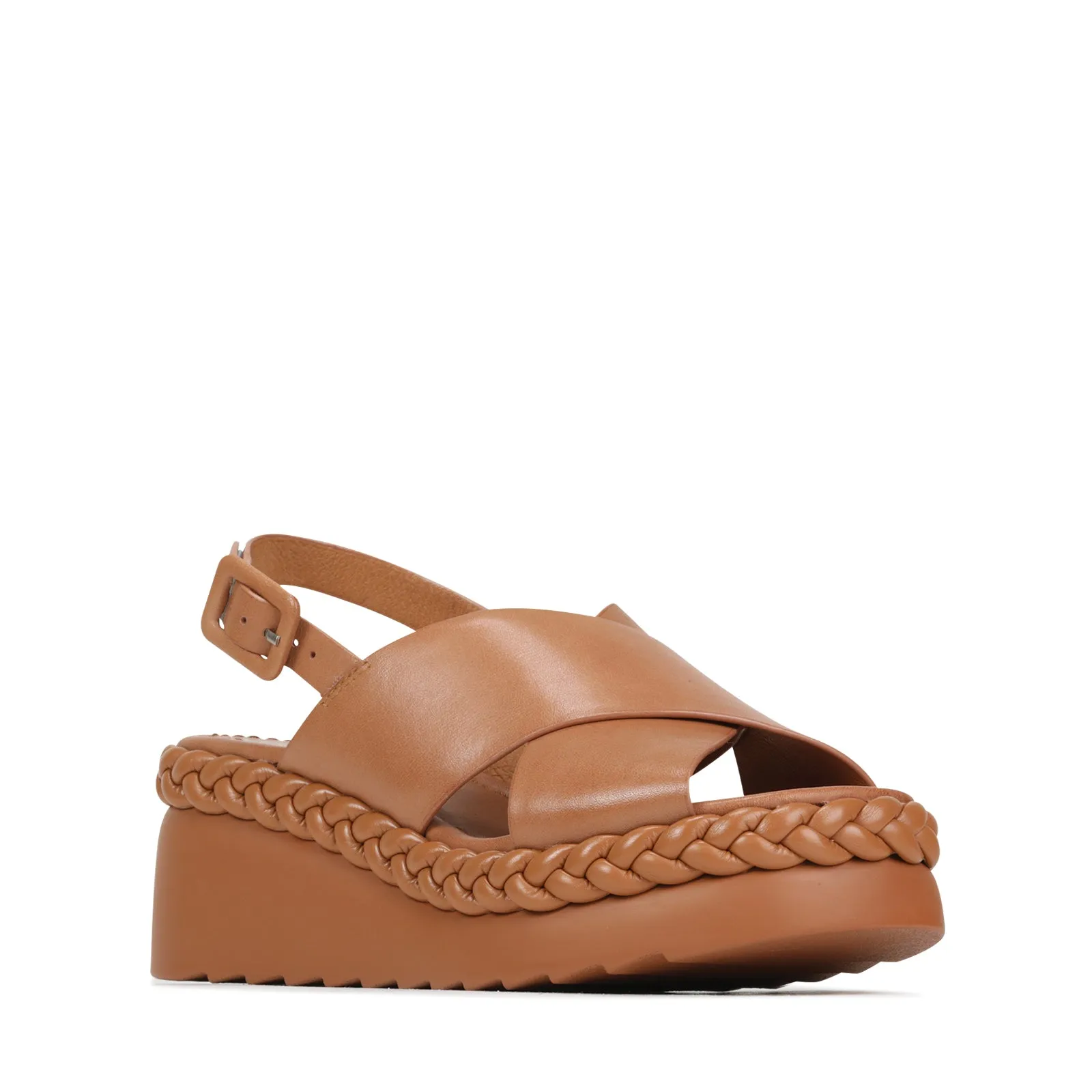 MELIA LEATHER WEDGE SLIDE SANDALS