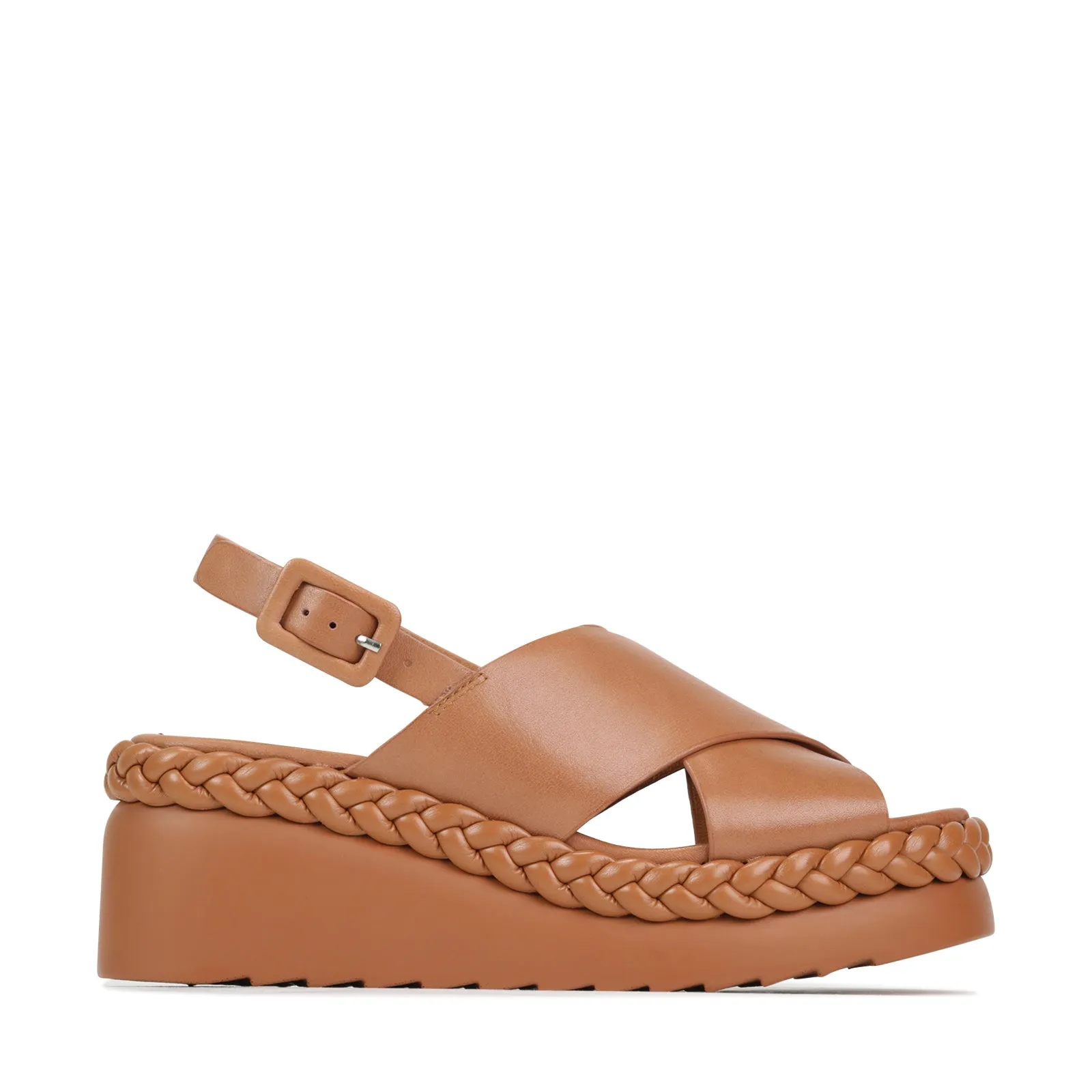 MELIA LEATHER WEDGE SLIDE SANDALS