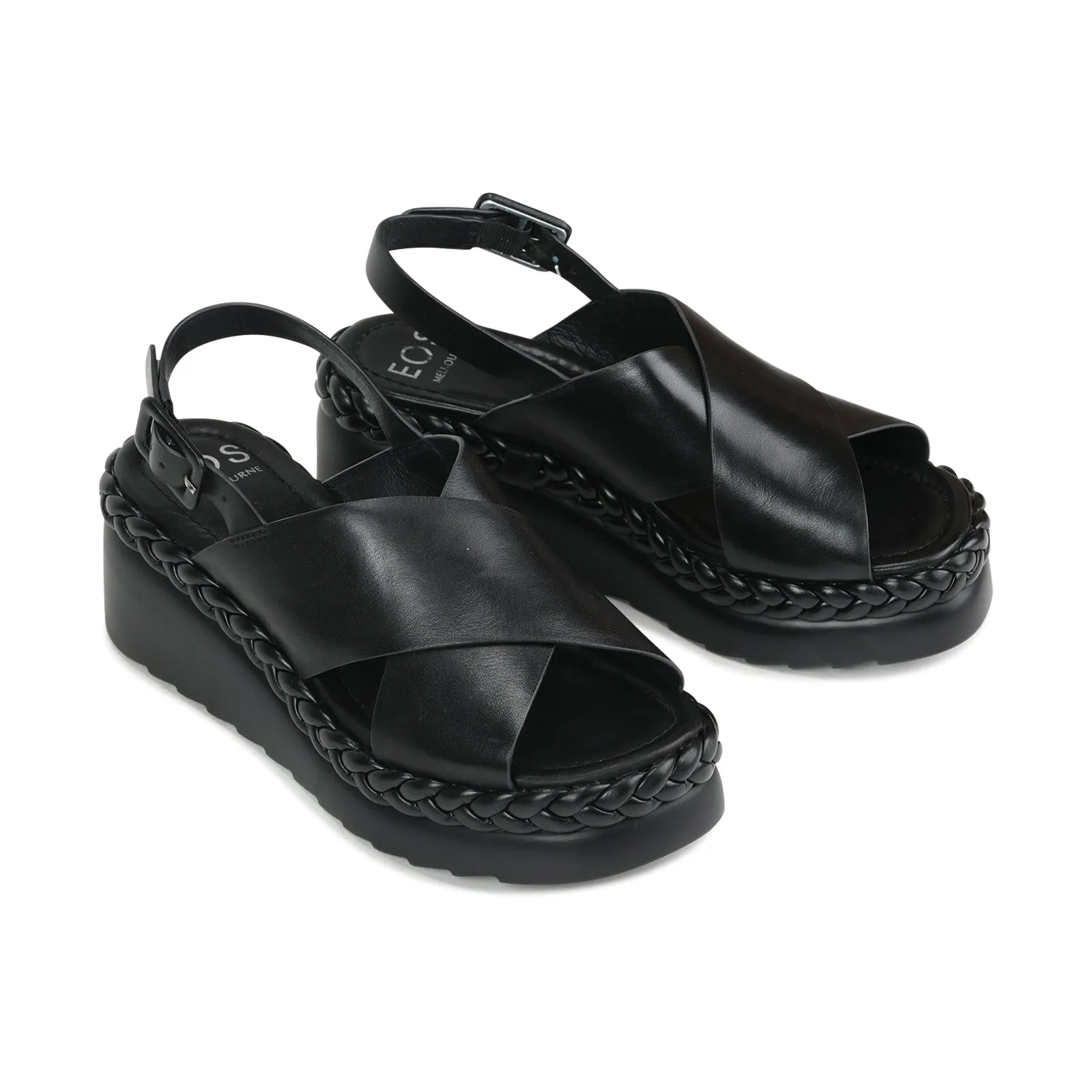 MELIA LEATHER WEDGE SLIDE SANDALS