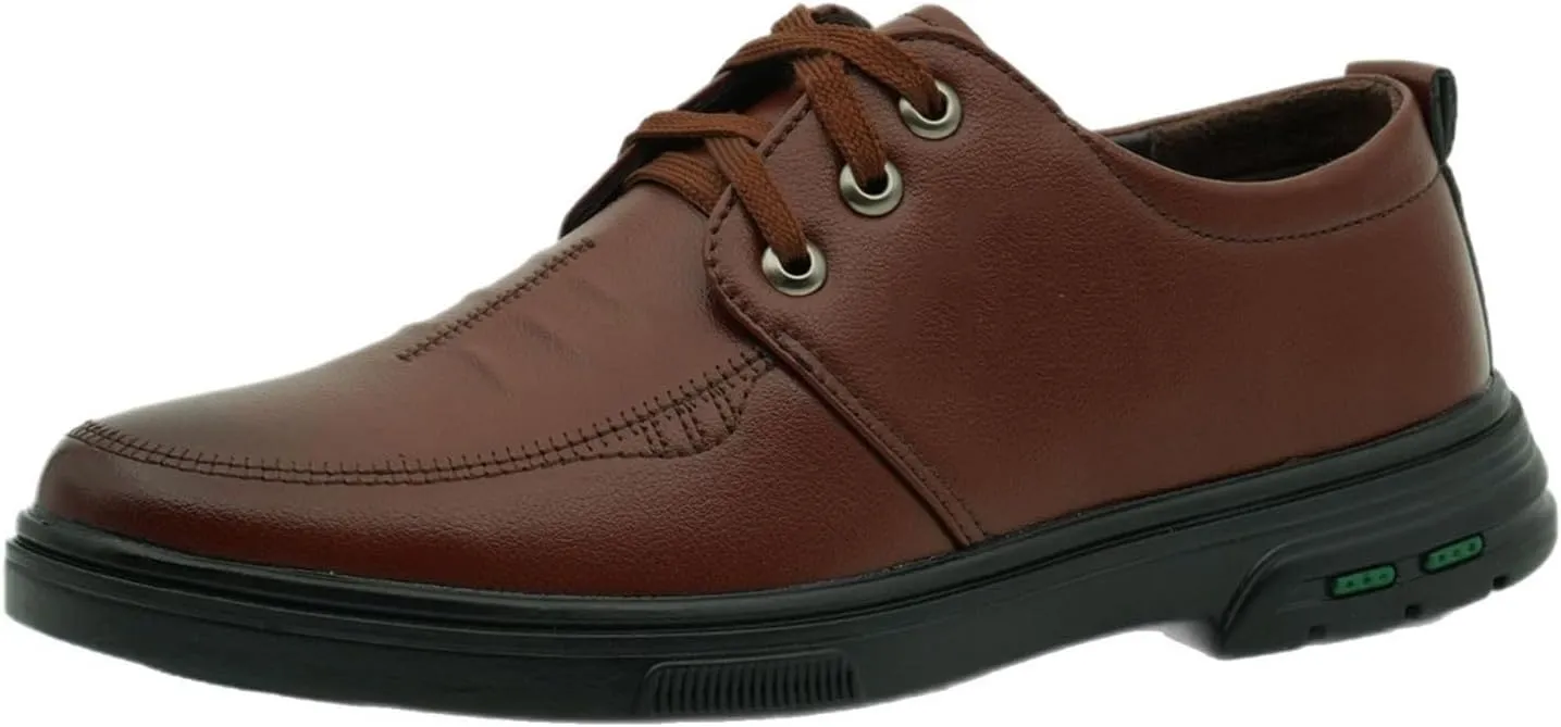 Men Leather Oxford Dress Shoes Round Toe Block Heel Rubber Sole Non Slip Party Comfortable Slip On Business Formal Wedding Party Shoes