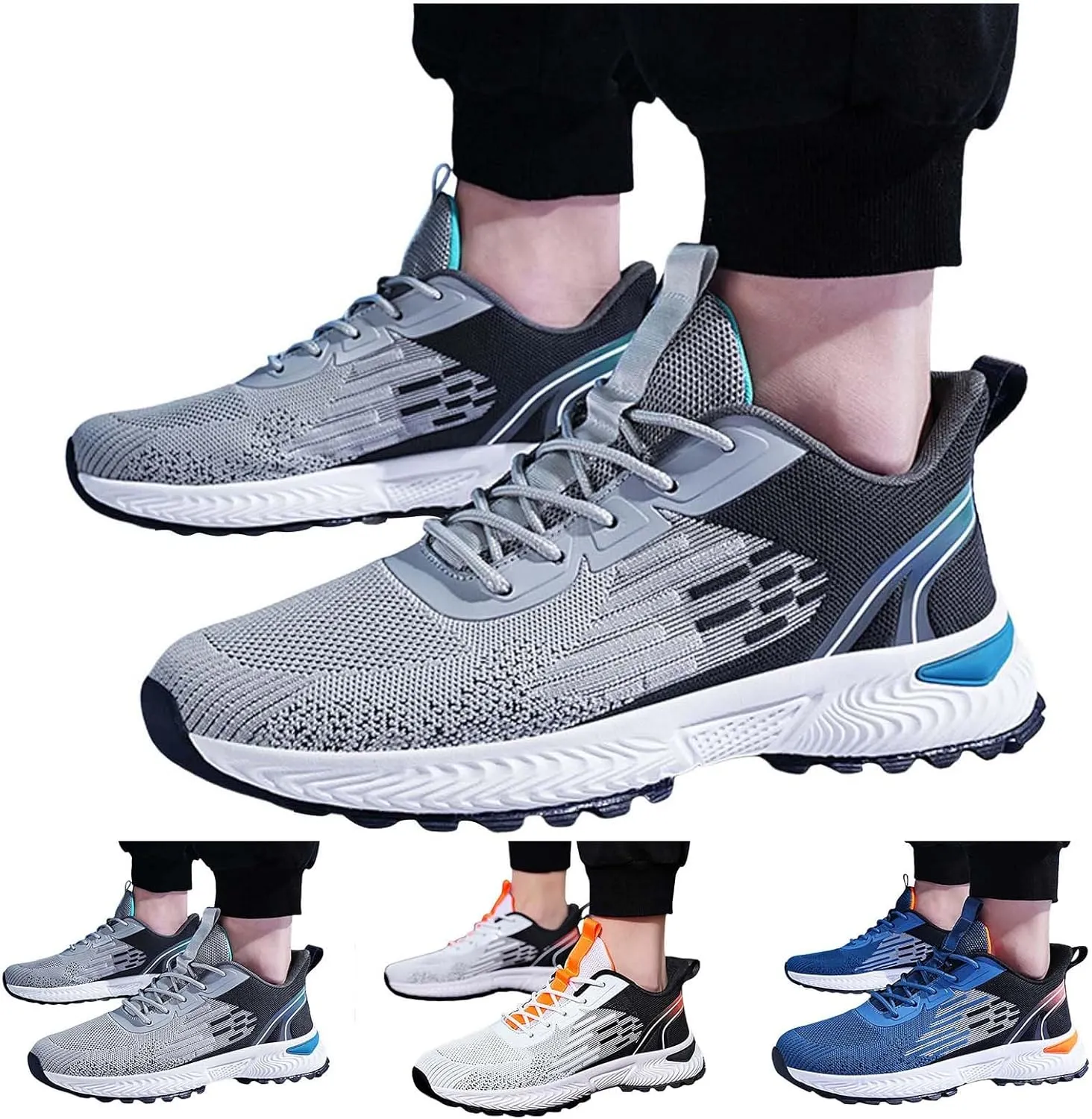Mens Loafers & Slip-Ons Men Sports Shoes Fashionable New Pattern Color Blocking Mesh Fabric Breathable