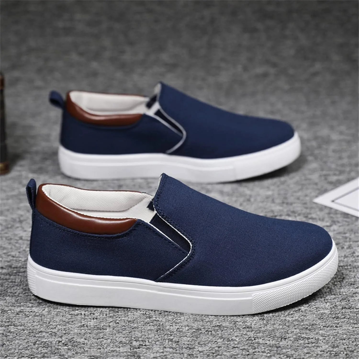 Mens Loafers & Slip-Ons Mens Fashion Solid Color Canvas Flat Bottom Comfortable Running Casual Shoes