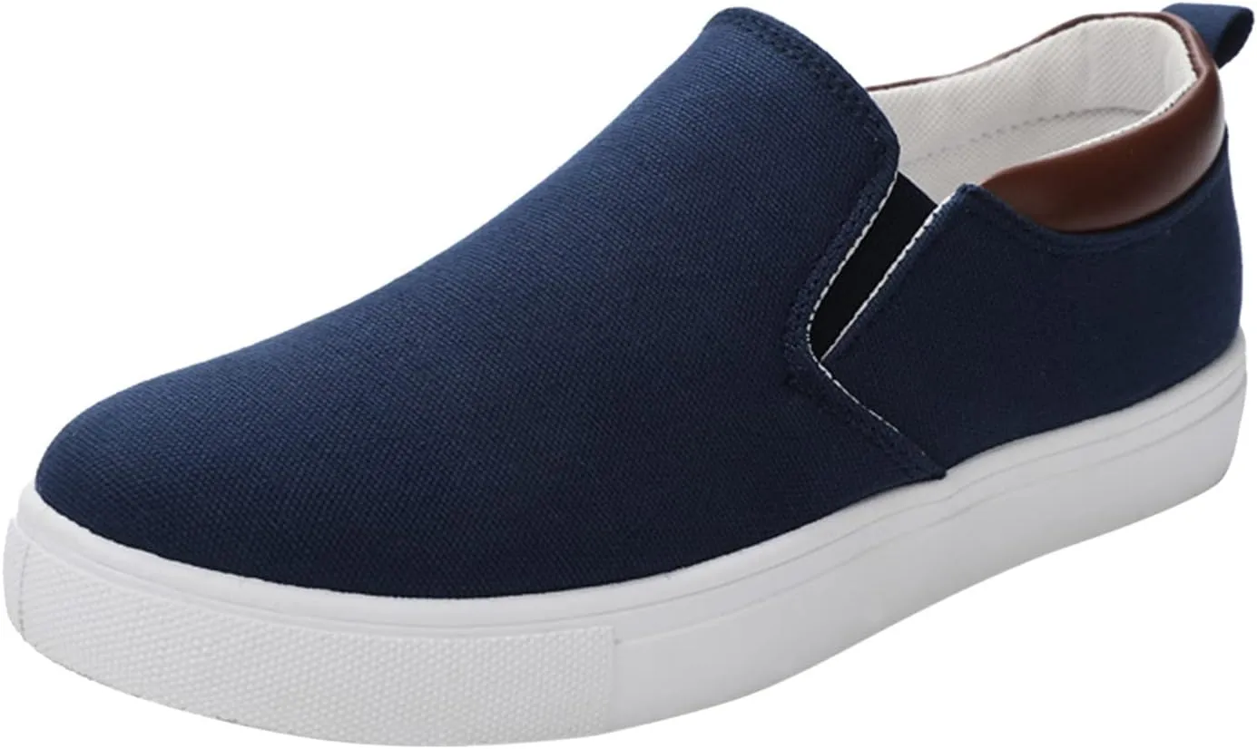 Mens Loafers & Slip-Ons Mens Fashion Solid Color Canvas Flat Bottom Comfortable Running Casual Shoes