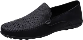 Mens Loafers Moccasins Shoes Lightweight Hollow Breathable PU Leather Flexible Anti-Slip Comfortable Wedding Prom Slip-ons