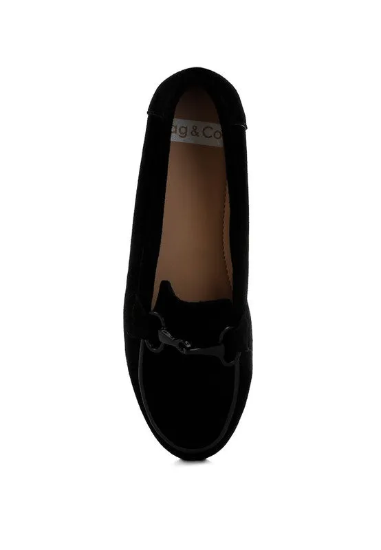 Monochromatic Horsebit Suede Loafers