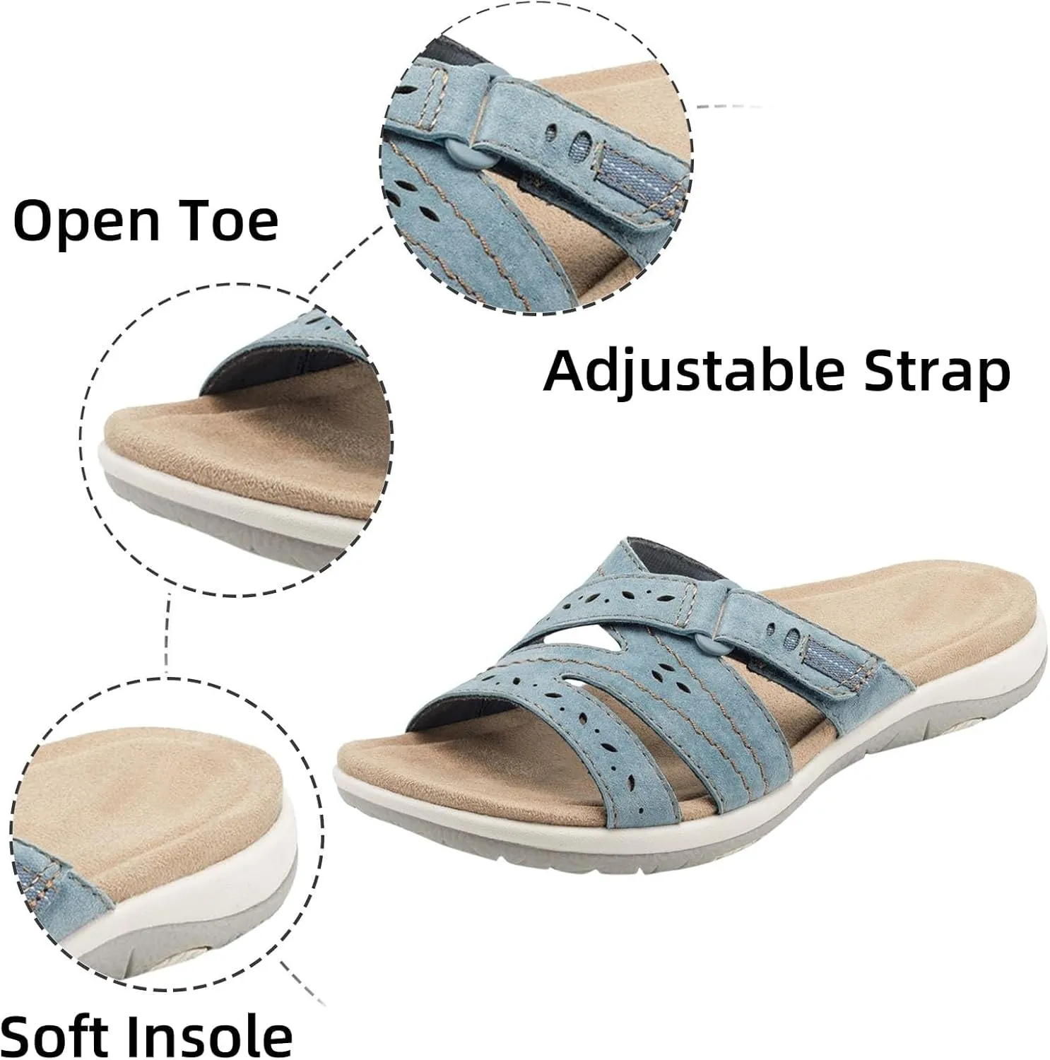 Sandals for Women Summer 2025 Comfortable Soft Sole Sandal Ladies Lightweight Athletic Sandal with Sustainable Slip on Sandals for Women 2025