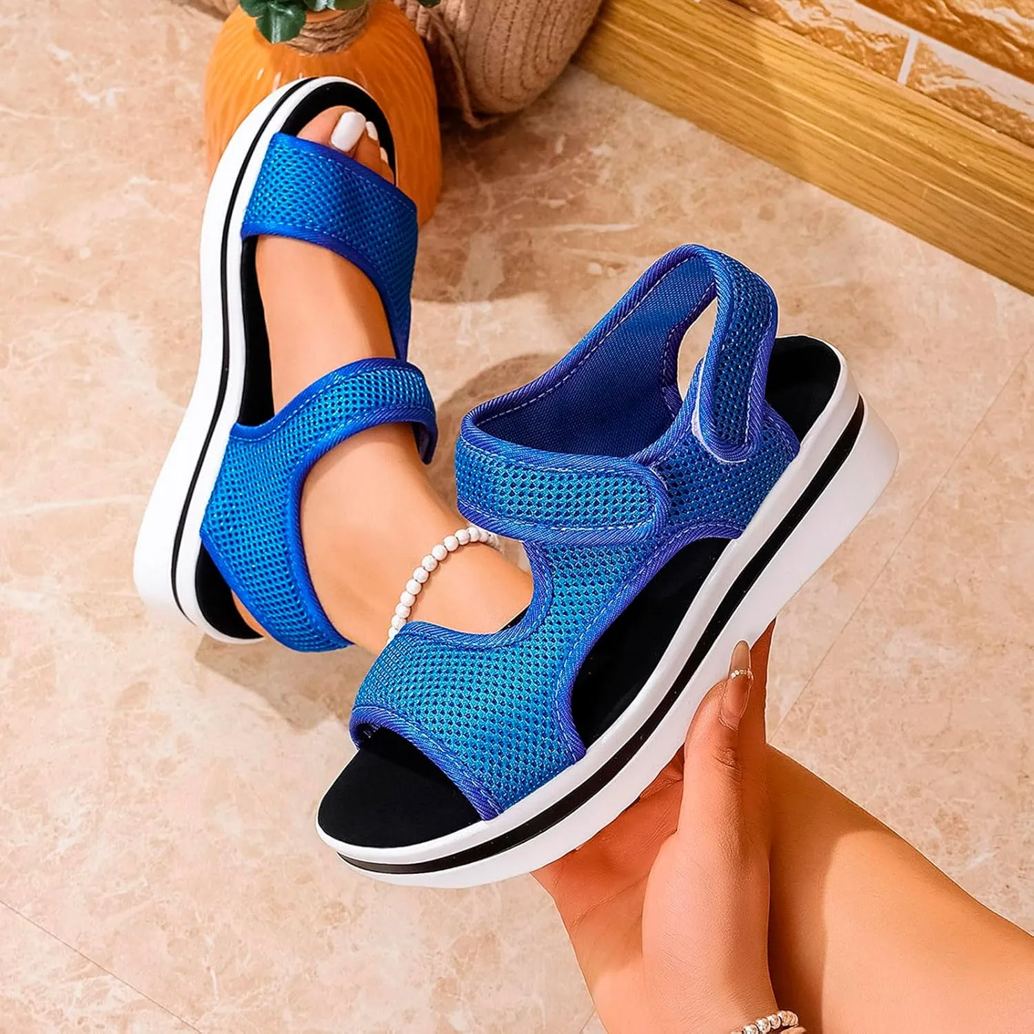 Sandals for Women Summer 2025 Comfortable Wedge Platform Sandals Fashion Trendy Dressy Slip-on Open-Toe Shoes with Arch Support Sport Outdoor Sandal Summer Orthopedic Shoes 2025