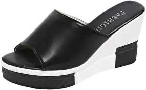 Sandals for Women Wedge Shoes Summer Wedge Thick Platform Women Sandals Slip On Versatile Casual High Heel