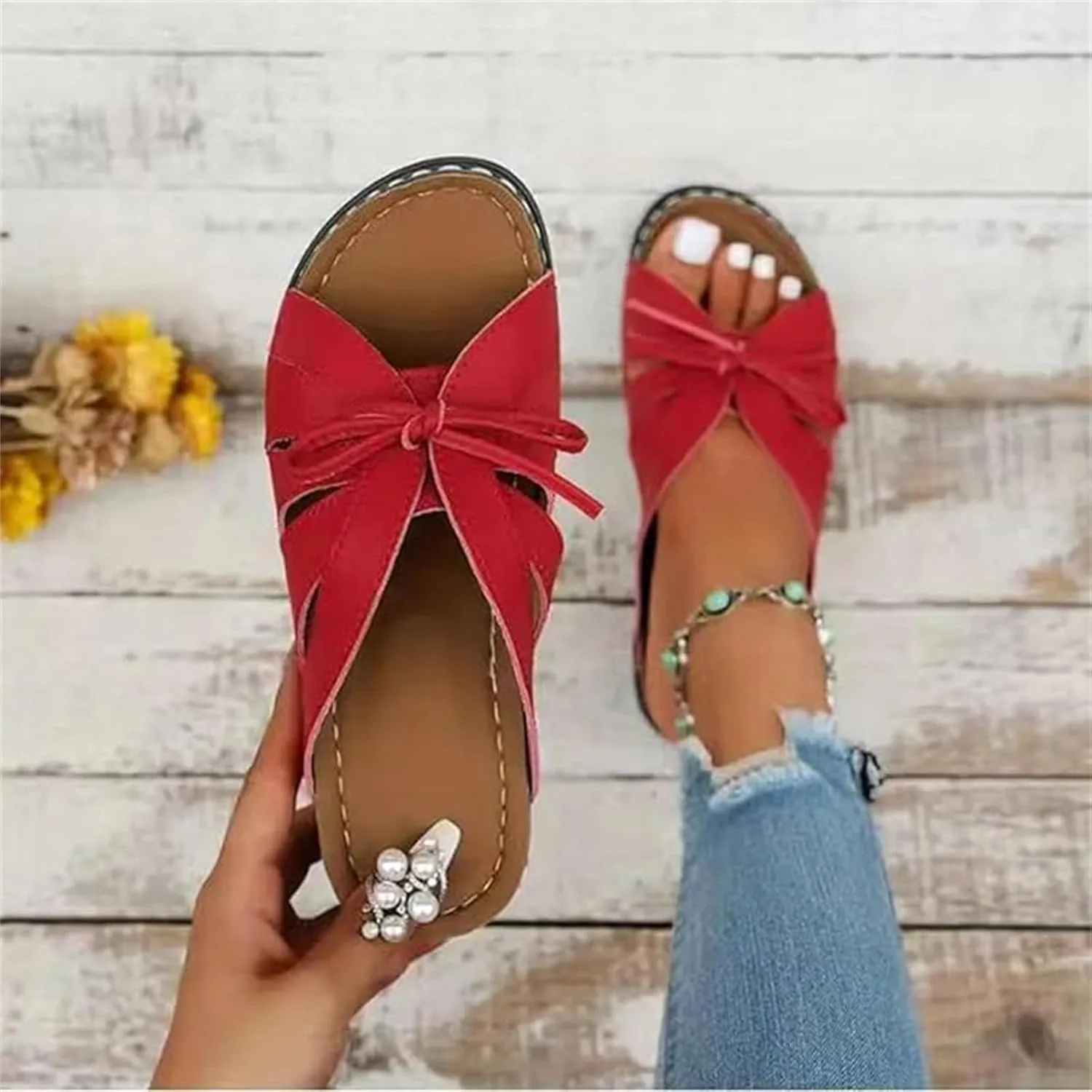 Sandals Women Comfortable Dressy Arch Support Orthopedic Flip Flops Low Wedge Hiking Walking Summer Orthotic Slides Slippers