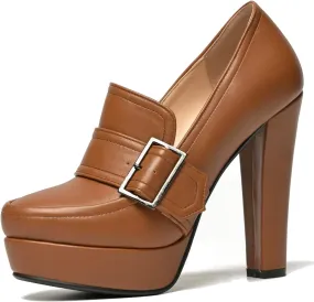SHODENSE Women Vintage Chunky Platform Loafers Pumps Tassel Round Closed Toe Slip On Suede Block High Heel Dress Loafer Shoes Buckle Strap Oxford Loafers Fringe Pump Dressy Chic Sexy Y2k 4-11 M US