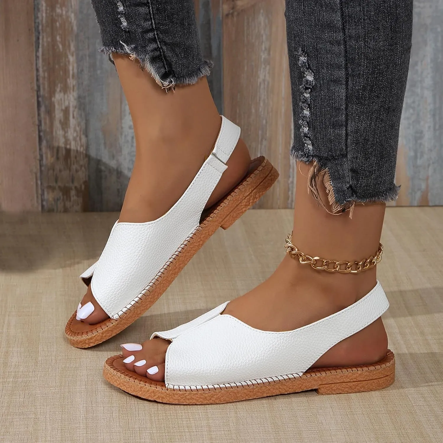Summer Sandals for Women Open Toe Flat Sandals Summer Beach Shoes Casual Slingback Sandal Comfortable Sandal 2025