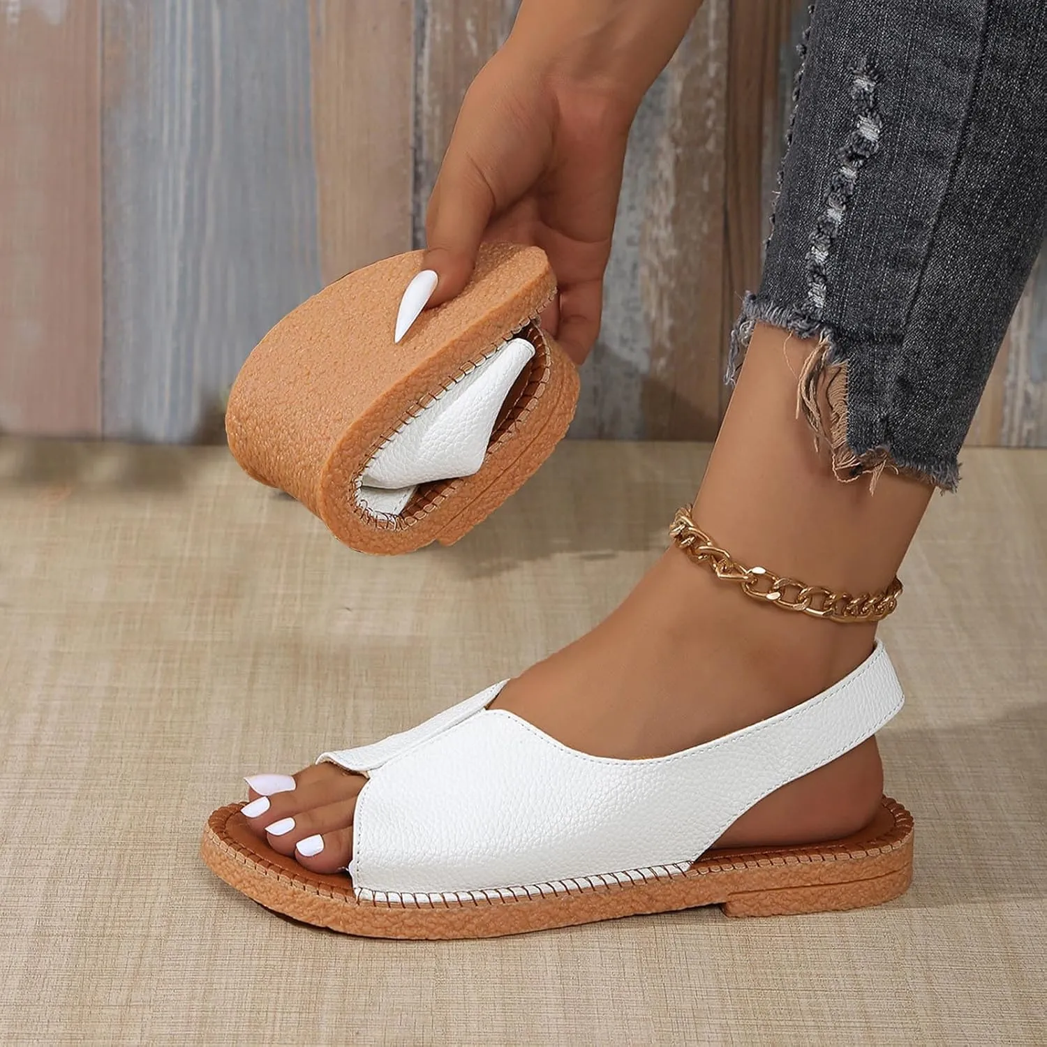 Summer Sandals for Women Open Toe Flat Sandals Summer Beach Shoes Casual Slingback Sandal Comfortable Sandal 2025