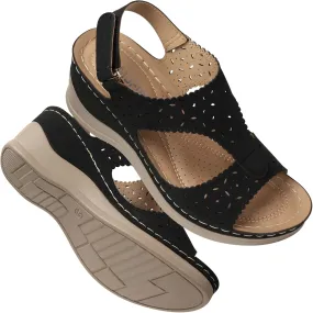 TEMOFON Womens Sandals Wedge Platform: Summer Ankle Strap Open Toe Wedge - Dressy Sandals Women - Comfortable Walking Low Sandal